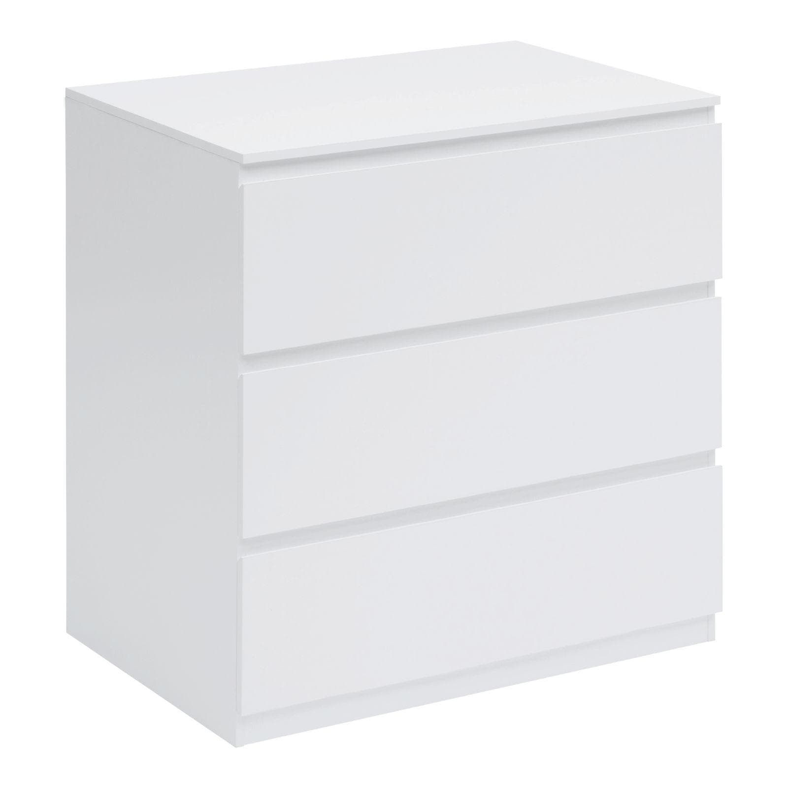 Cassettiera 78x78h cm bianco opaco con 3 cassetti - Ashlin
