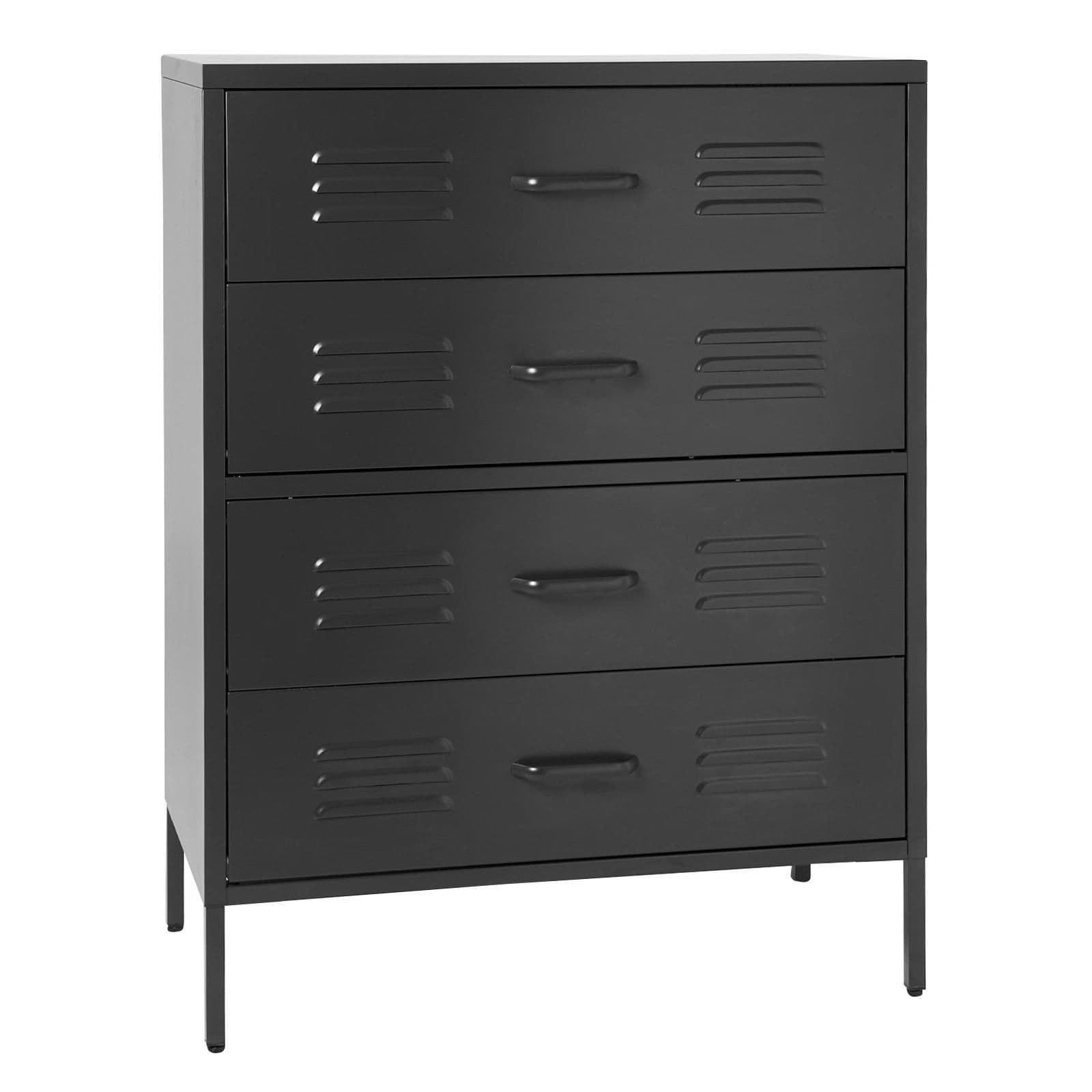 Cassettiera 80x102h cm in acciaio verniciato nero con 4 cassetti - Roger