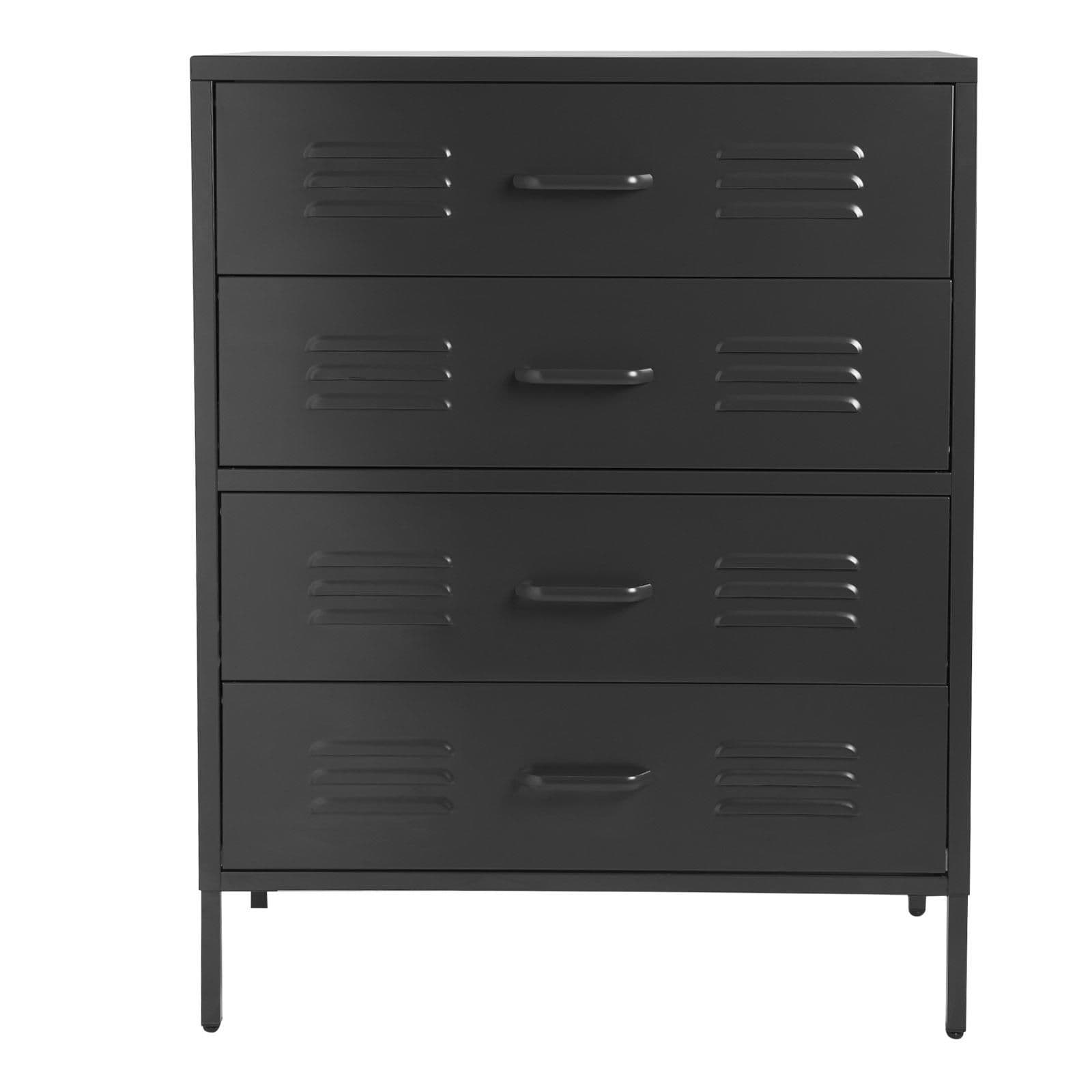 Cassettiera 80x102h cm in acciaio verniciato nero con 4 cassetti - Roger
