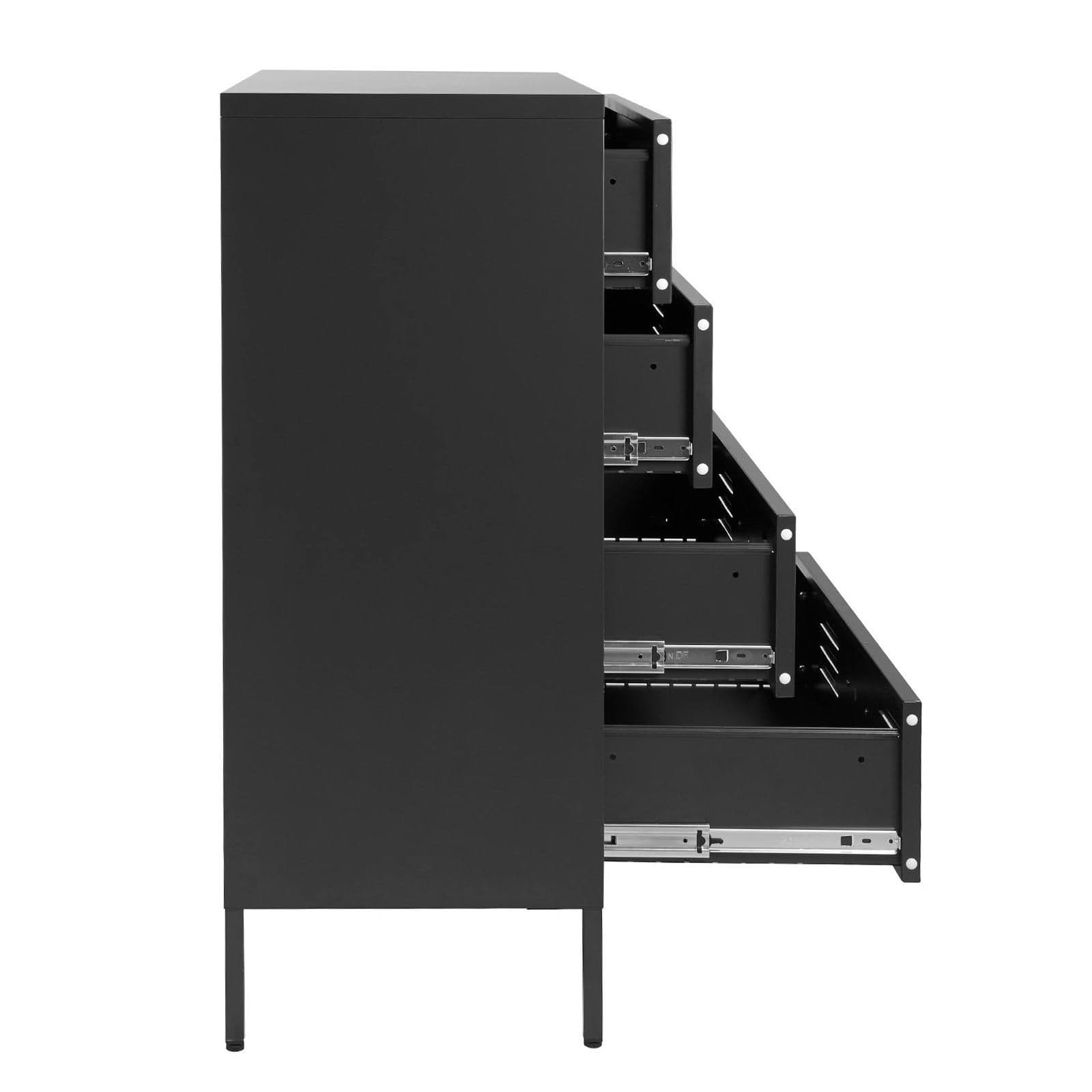 Cassettiera 80x102h cm in acciaio verniciato nero con 4 cassetti - Roger