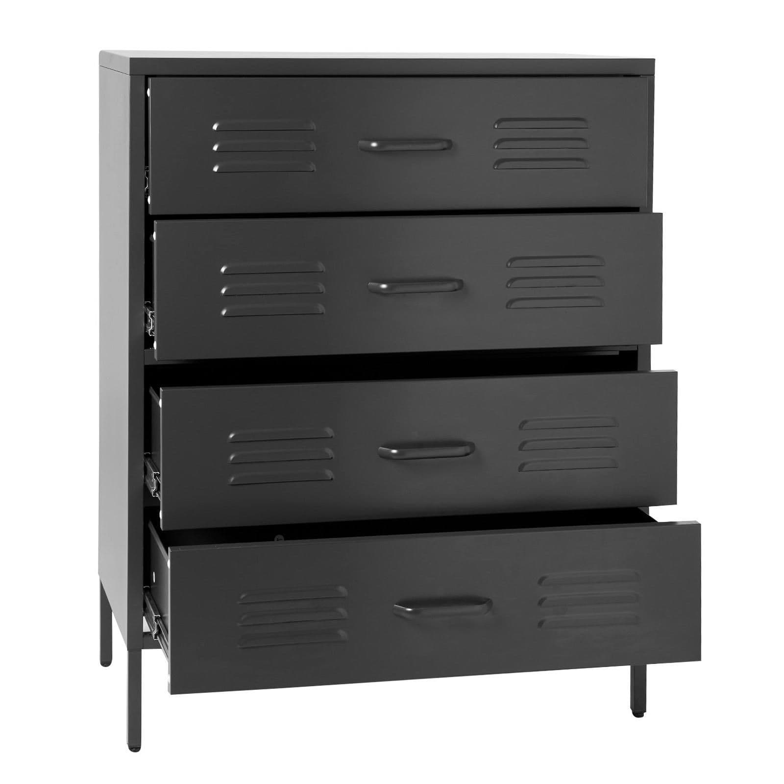 Cassettiera 80x102h cm in acciaio verniciato nero con 4 cassetti - Roger