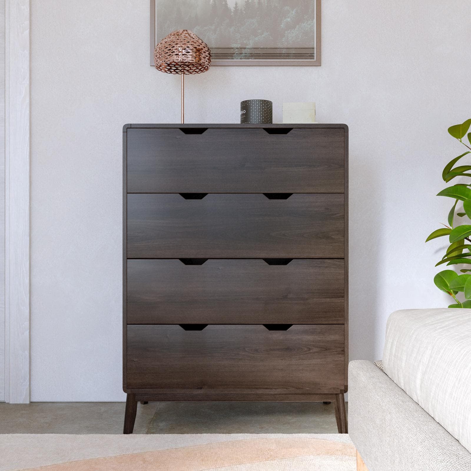 Cassettiera 80x110h cm in legno rovere kover con 4 cassetti - Ember