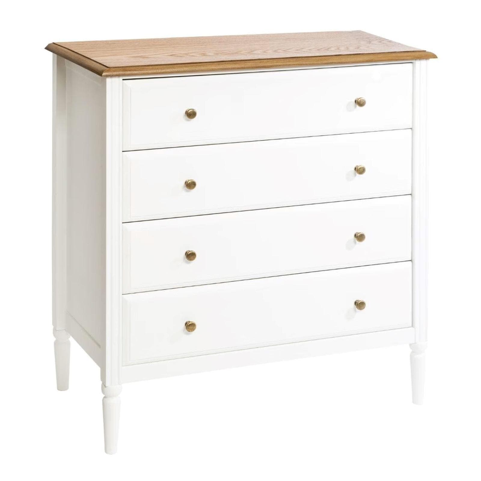 Cassettiera 80x85h cm in legno bianco e naturale con 4 cassetti - Avenue