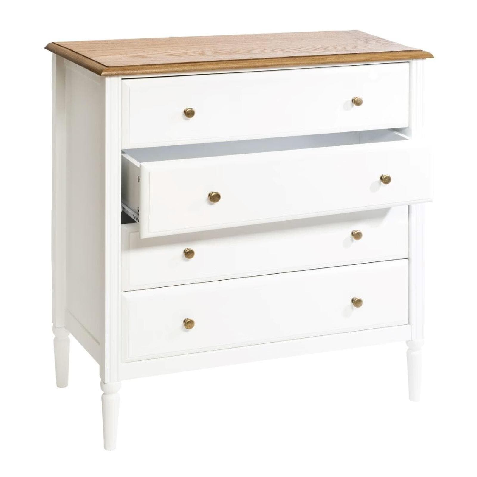 Cassettiera 80x85h cm in legno bianco e naturale con 4 cassetti - Avenue