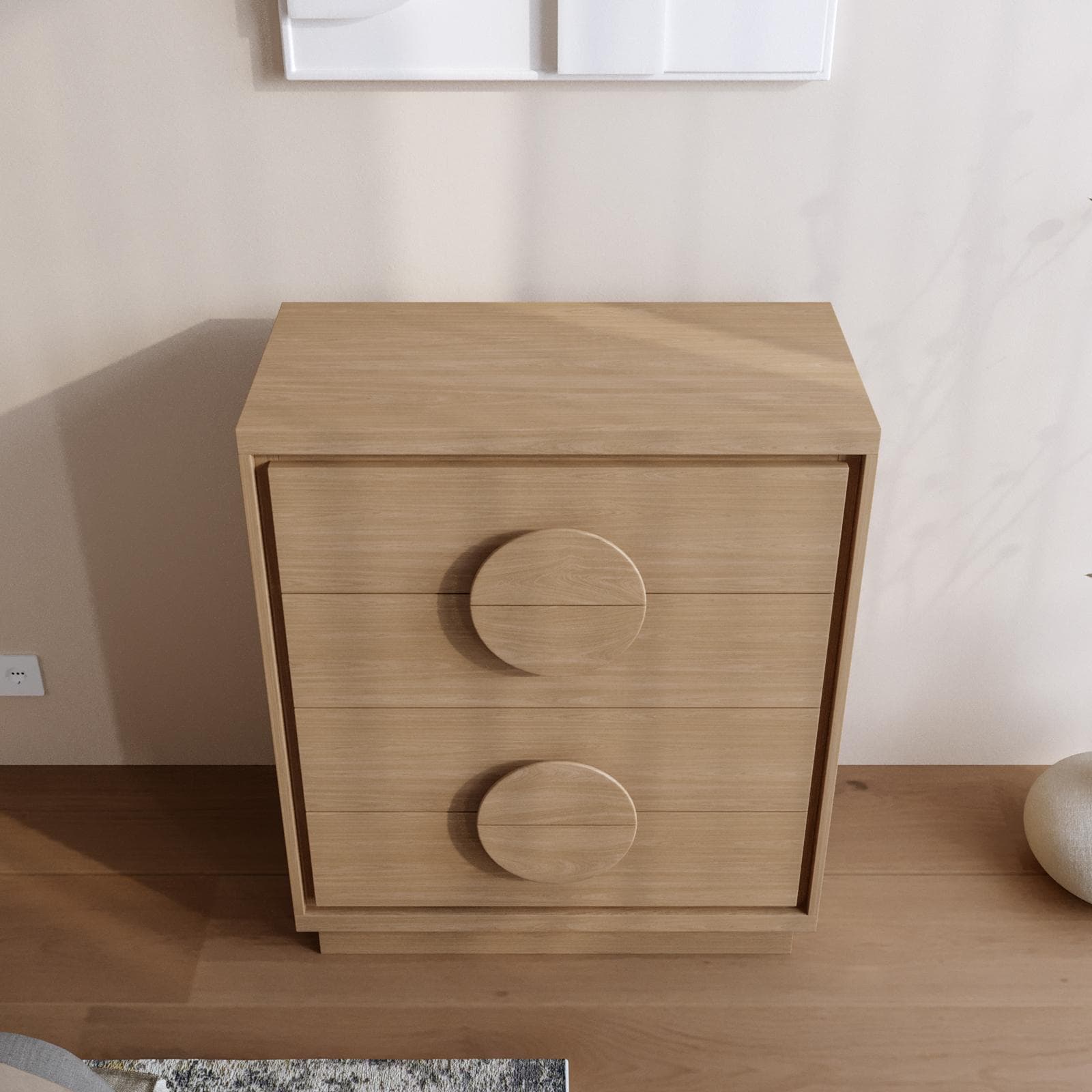 Cassettiera 80x94h cm in legno rovere amaretto con 4 cassetti - Maisie