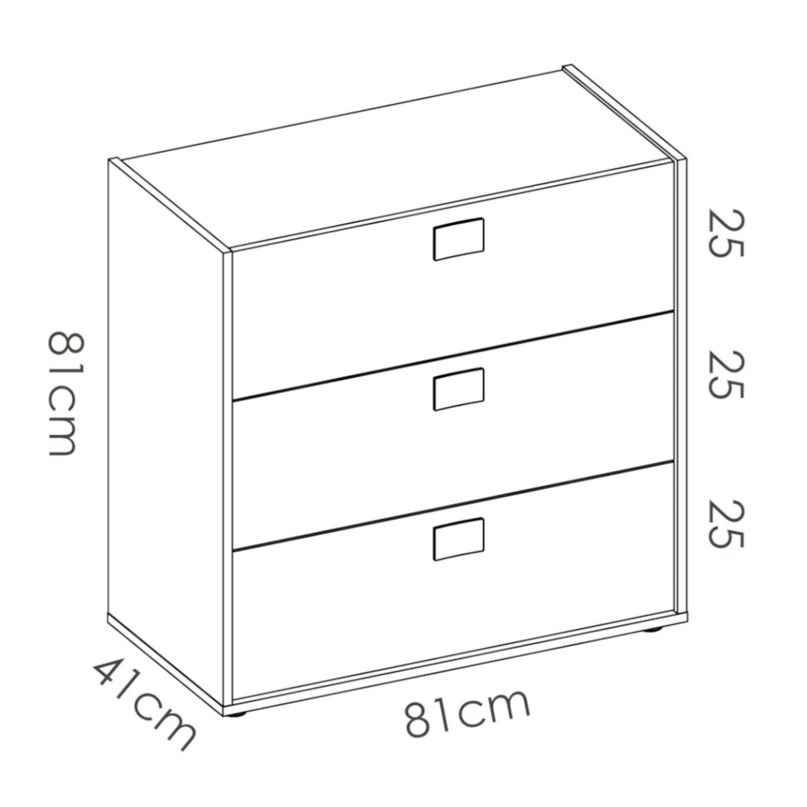 Cassettiera 81x81 h cm in legno bianco e naturale con tre cassetti - Dinasty