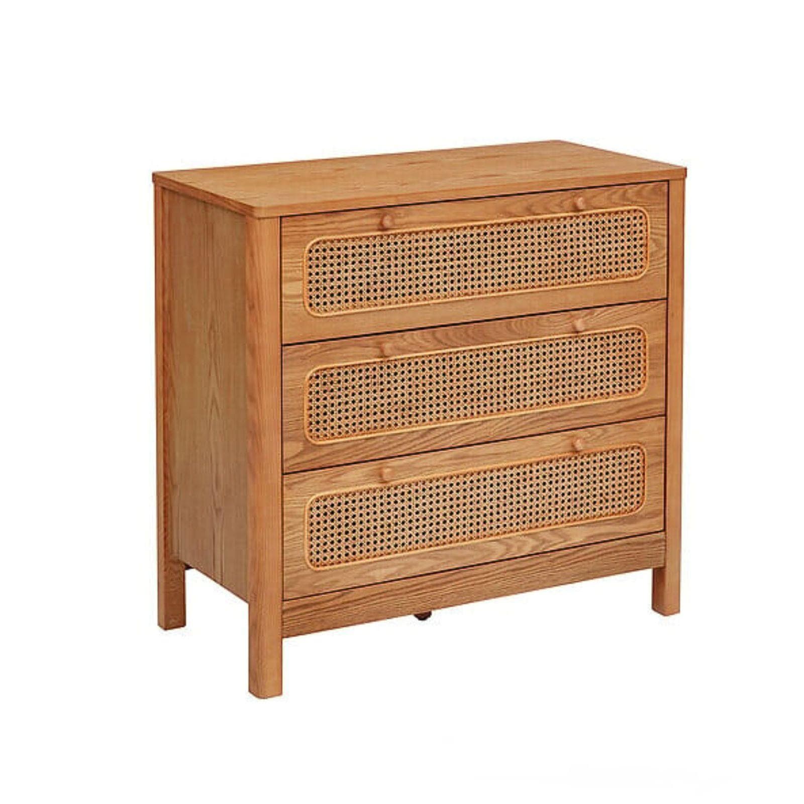 Cassettiera 90x85h cm in legno naturale e paglia di Vienna con 3 cassetti - Toronto