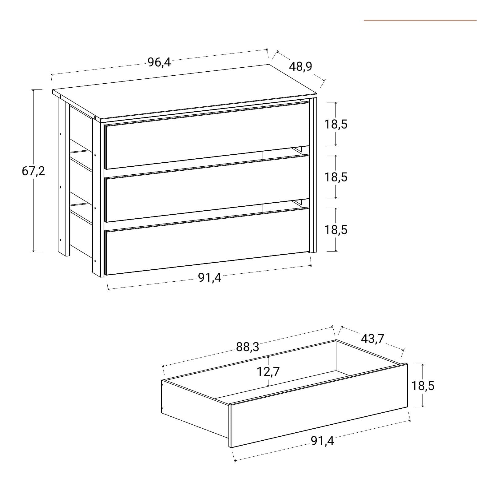 Cassettiera soft close cashmere per armadio da 100 cm - Ventur