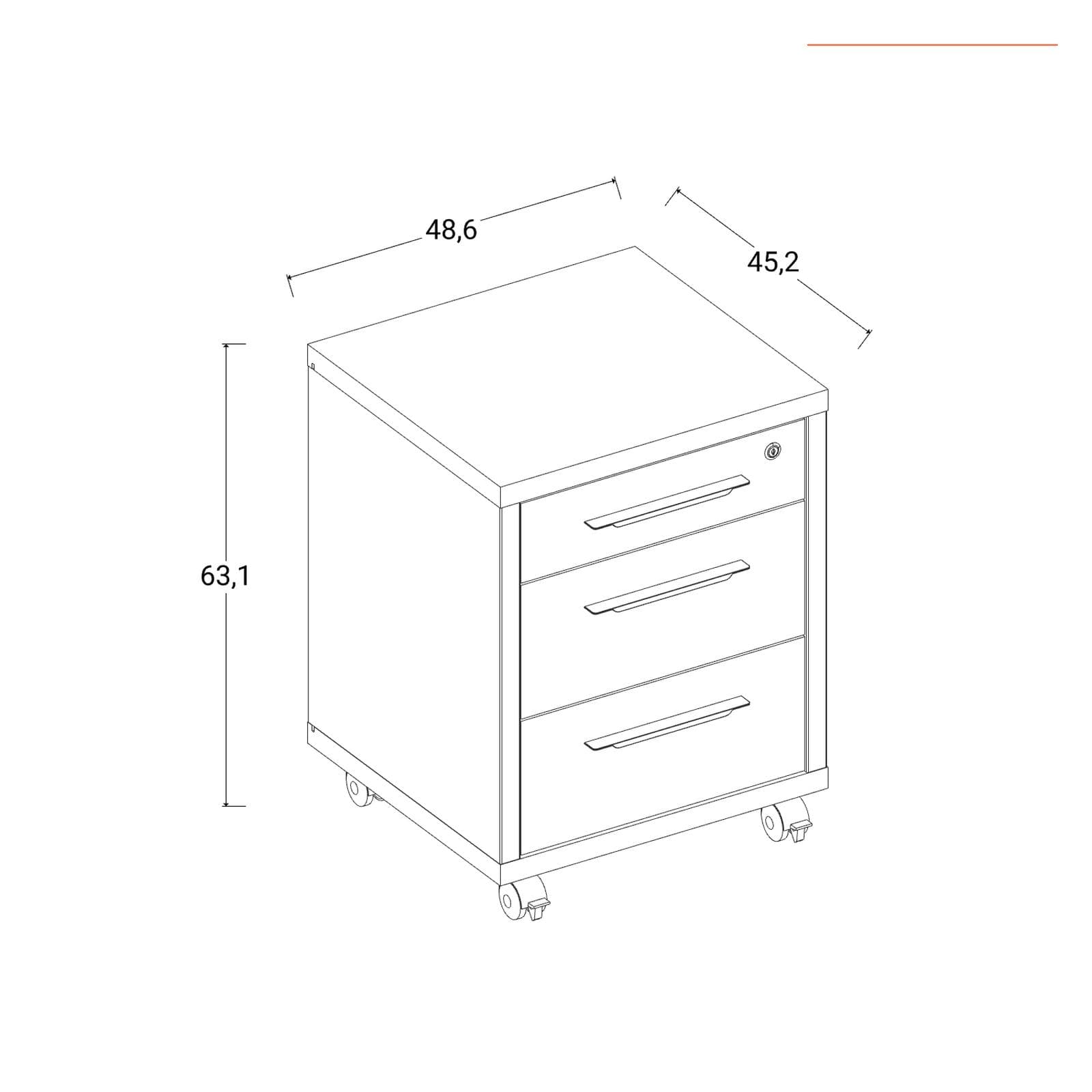 Cassettiera con 3 cassetti e ruote bianco lucido - Homely office