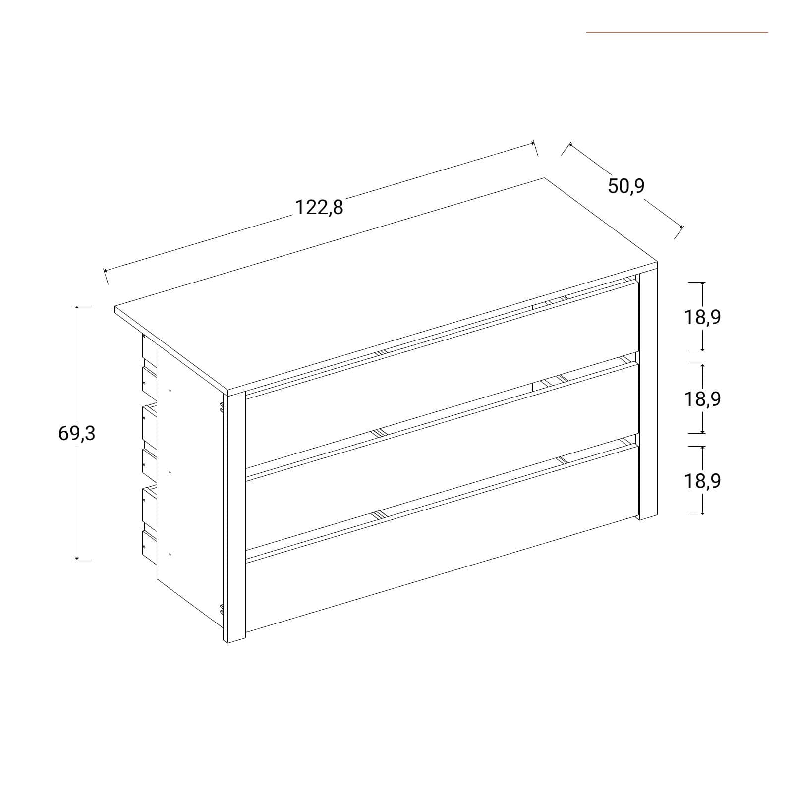 Cassettiera grigio effetto tessuto per armadio Alen da 250 cm