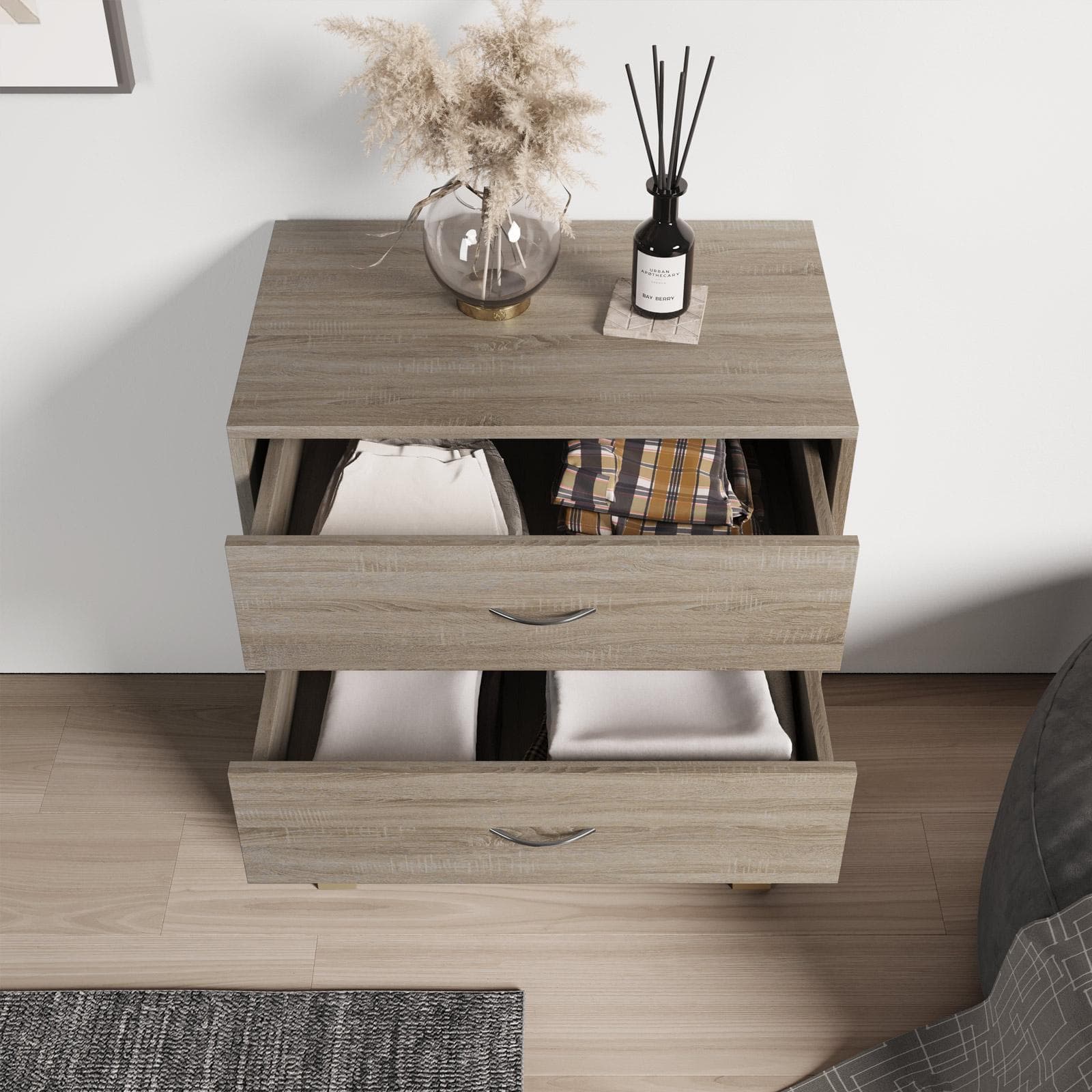 Cassettiera 63x83h cm in legno rovere con 4 cassetti - Artik