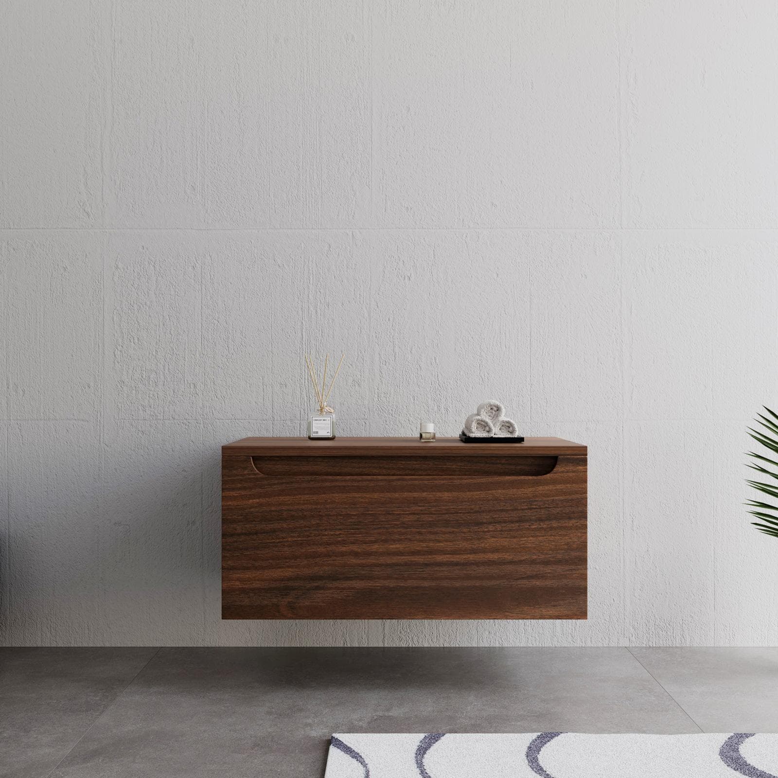 Cassettone sospeso 80 cm con top rovere deciso - Sleek