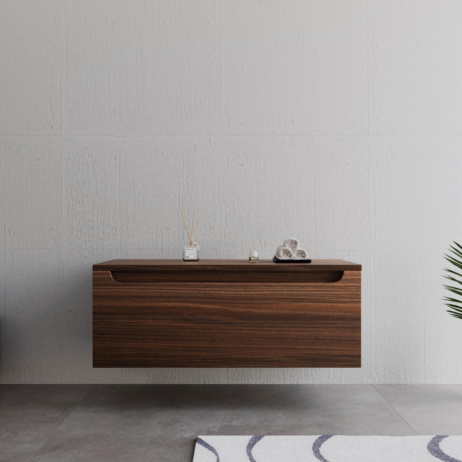 Cassettone sospeso 90 cm con top rovere deciso - Sleek