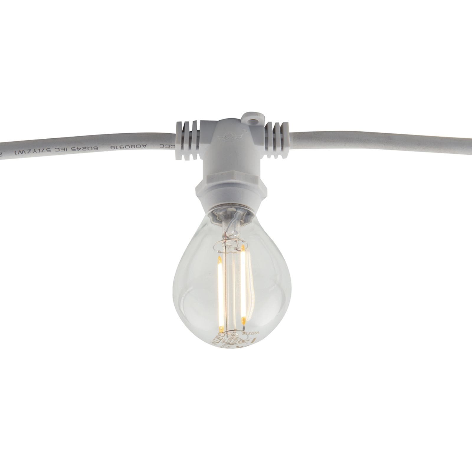 Catena luminosa 10 lampadine per esterno da 5m con cavo bianco
