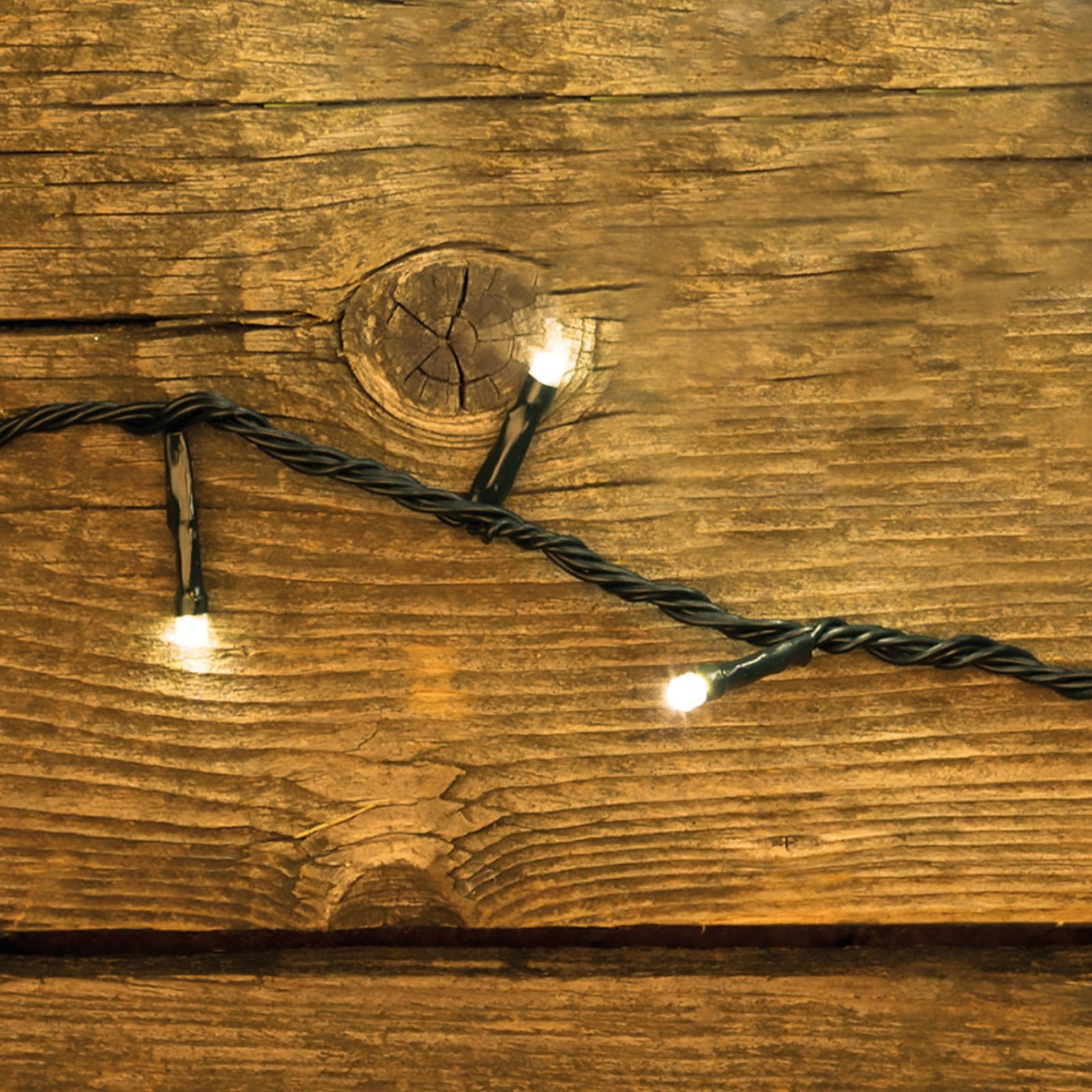 Catena luminosa 7,2 m con 7 giochi di luce + luce fissa calda con timer