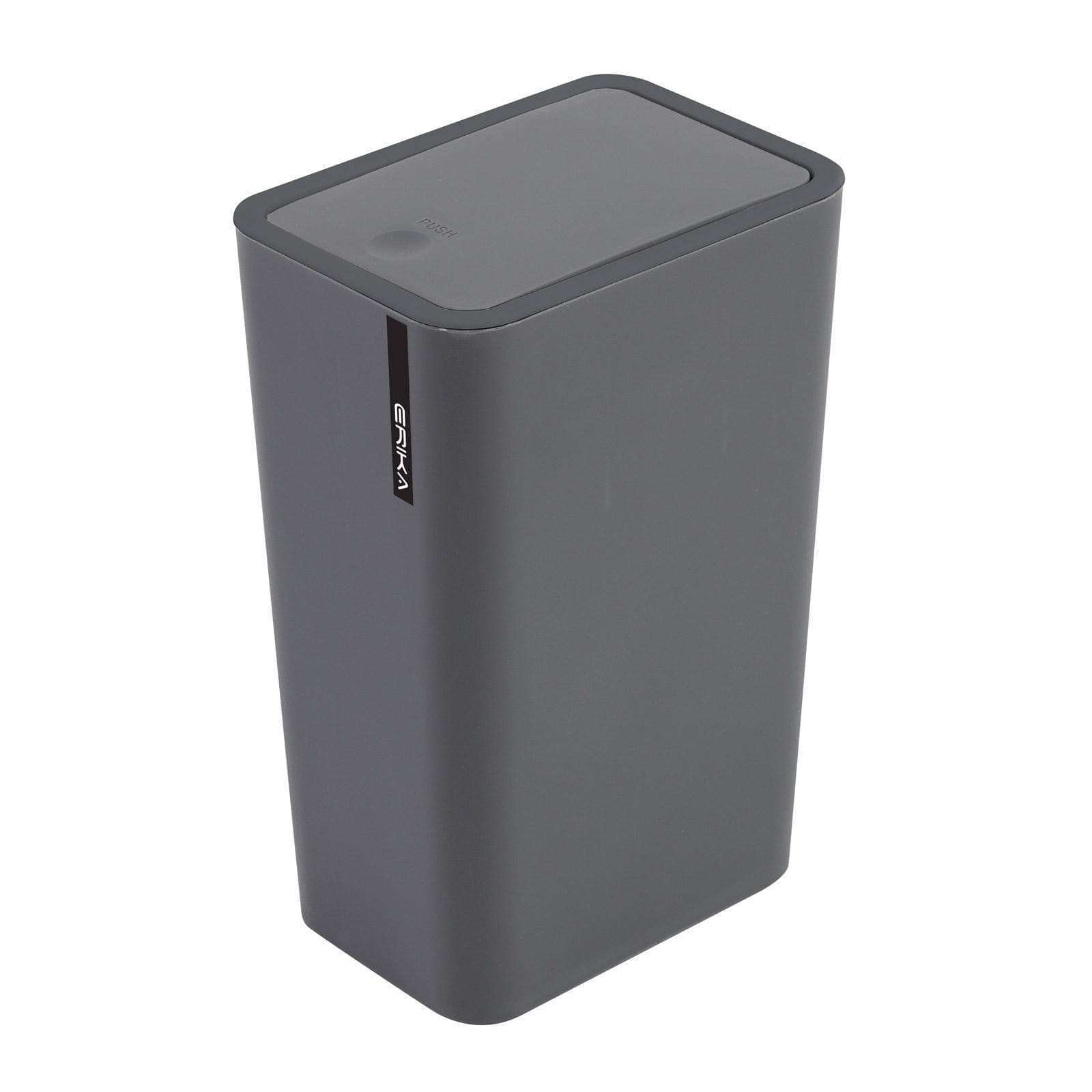 Cestino portarifiuti con coperchio push 8 litri in resina grigio - Erika