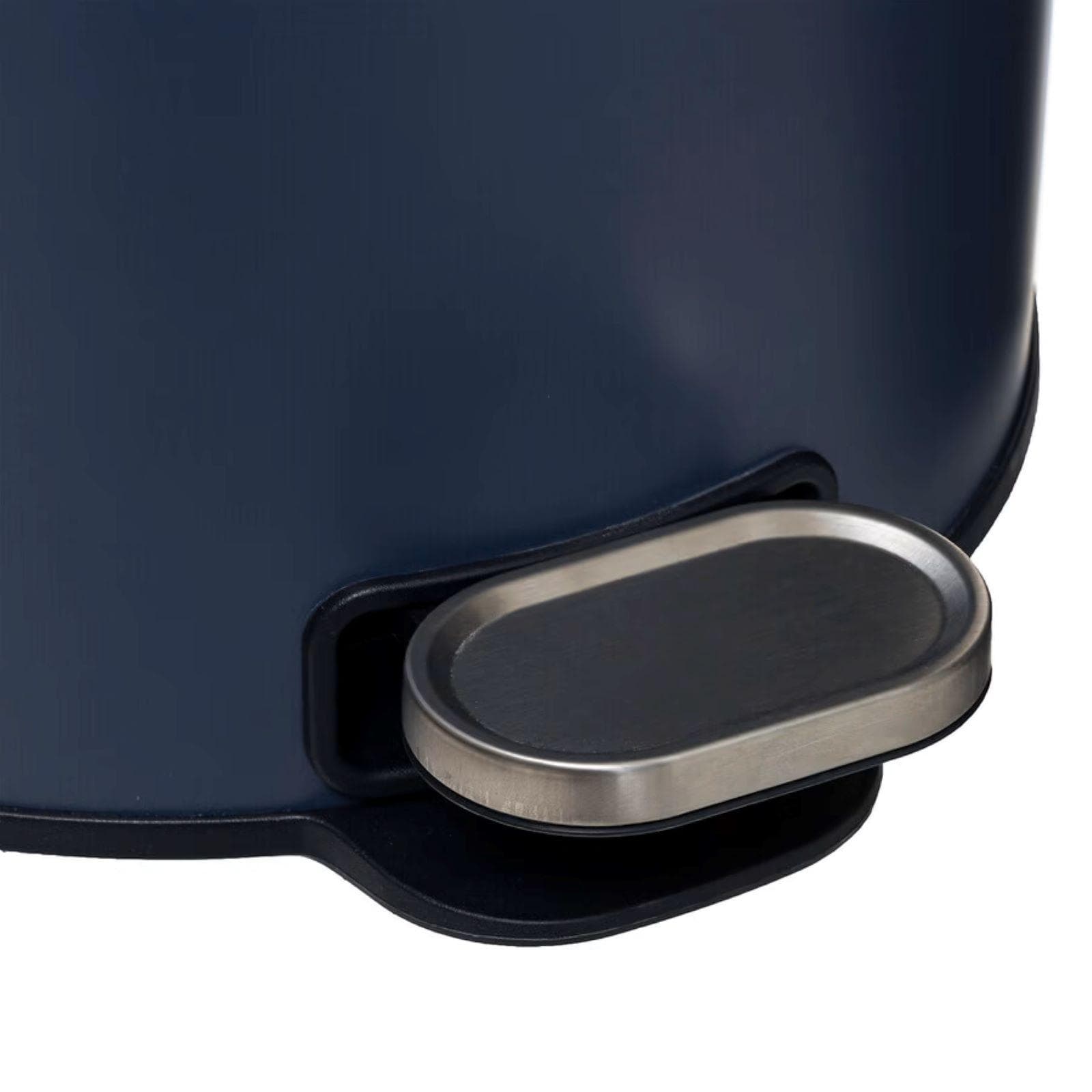 Pattumiera 30 litri rotonda in metallo blu con coperchio e pedale - Thalor