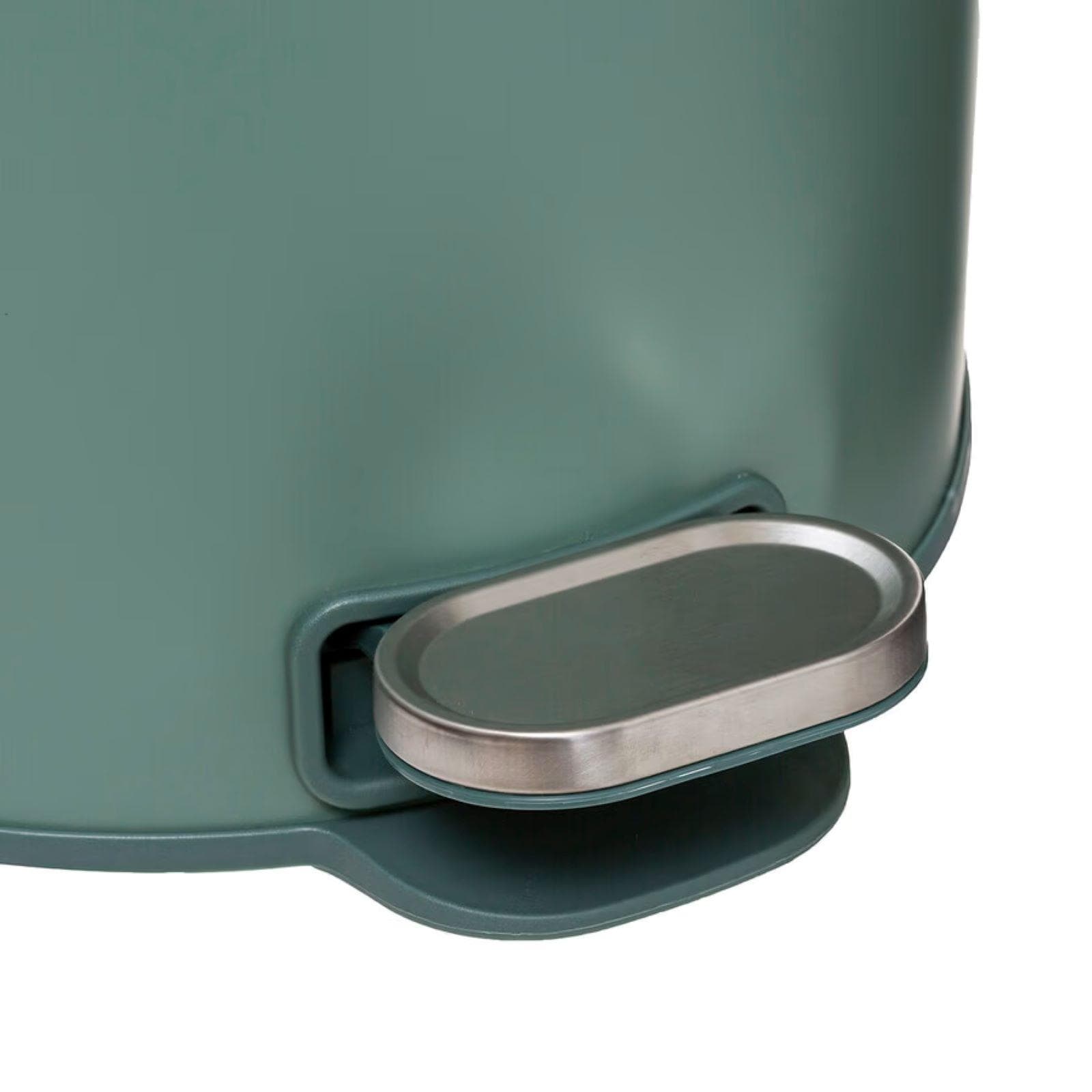 Pattumiera 30 litri rotonda in metallo verde con coperchio e pedale - Thalor