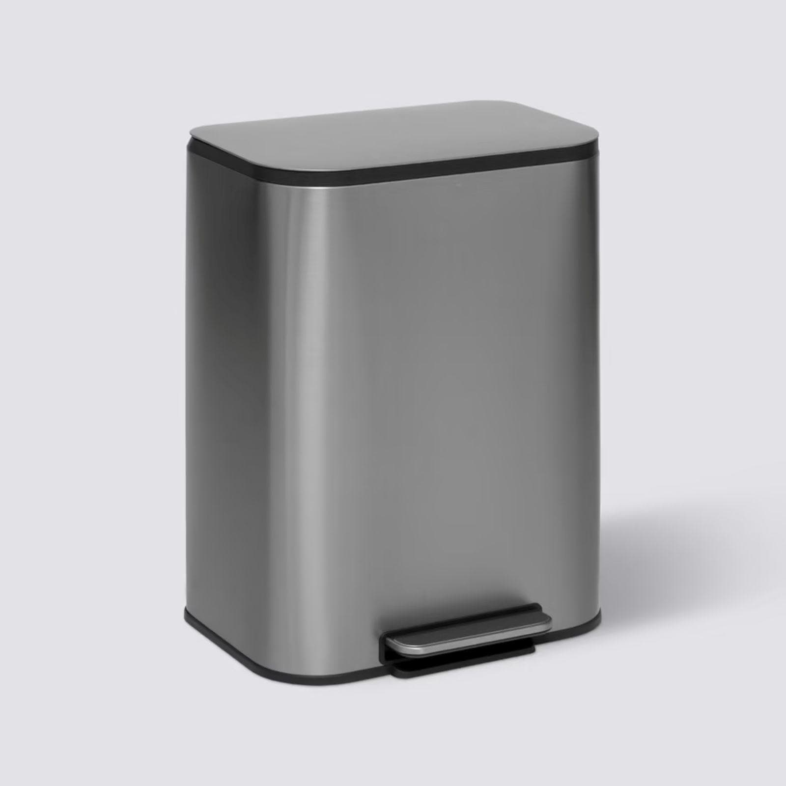 Cestino portarifiuti 50 litri in acciaio inox cromo con pedale e cesto estraibile - Ednha