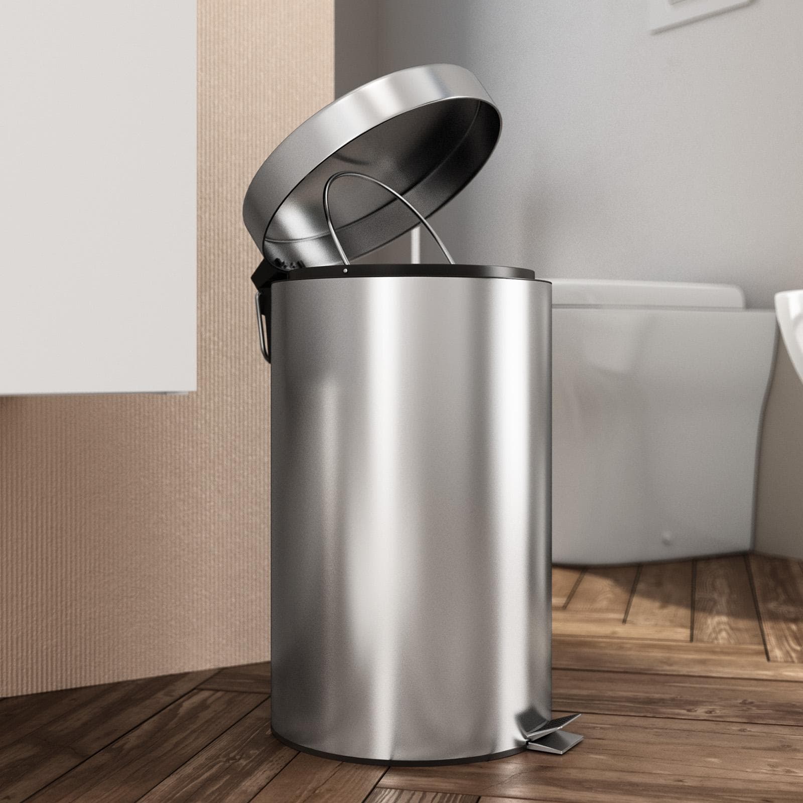 Cestino portarifiuti con pedale 12 litri in acciaio inox cromo - Seele