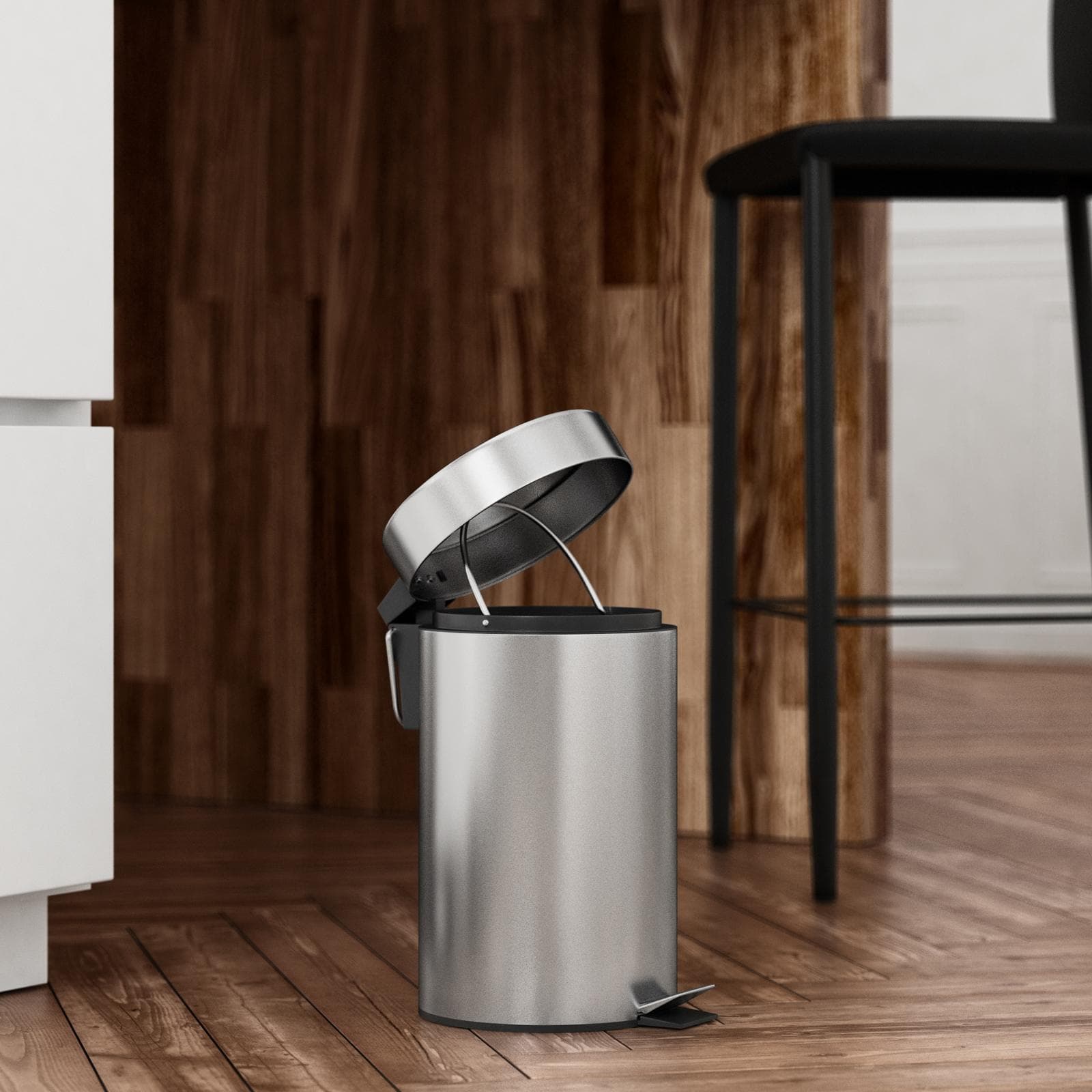 Cestino portarifiuti con pedale 3 litri in acciaio inox cromo - Seele