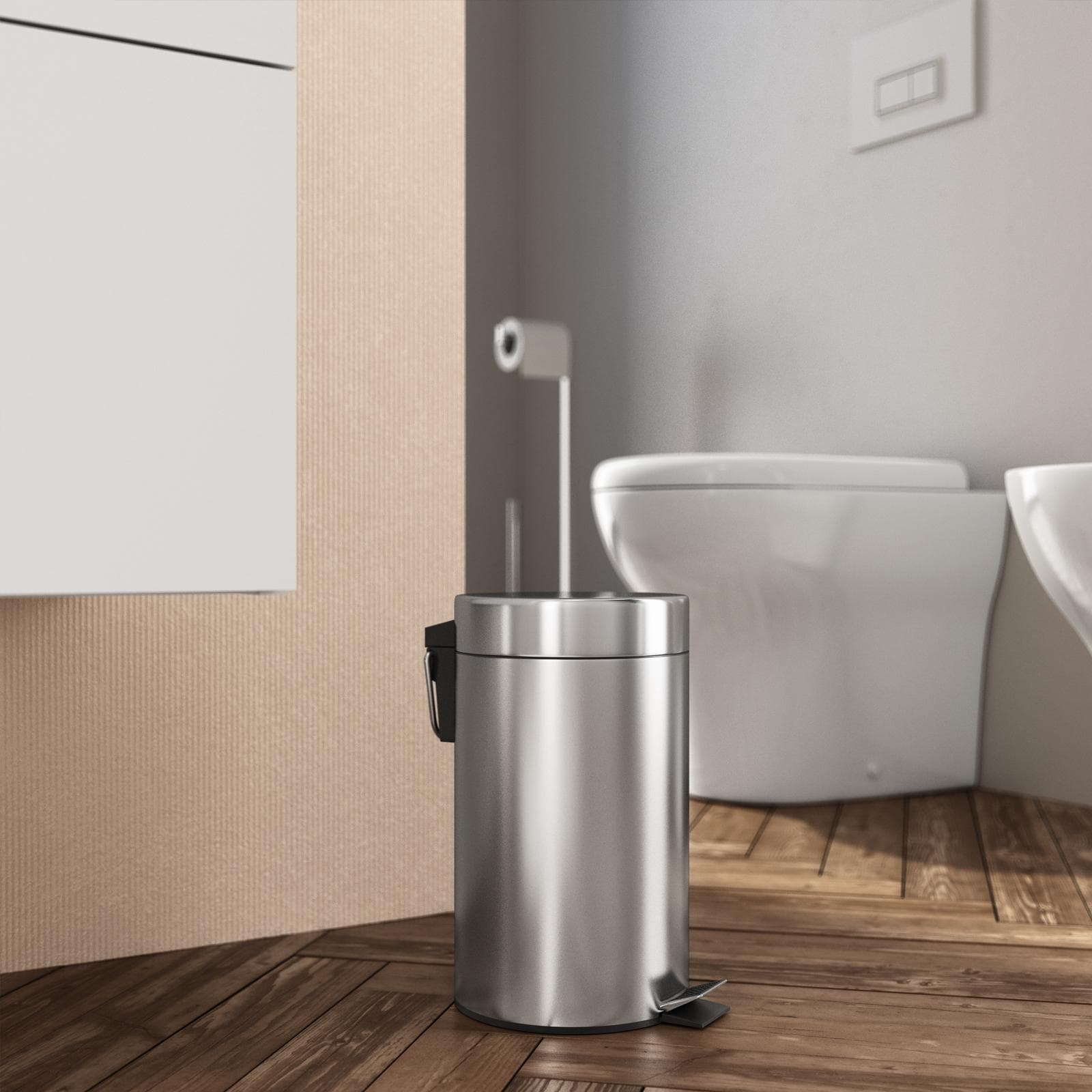 Cestino portarifiuti con pedale 3 litri in acciaio inox cromo - Seele