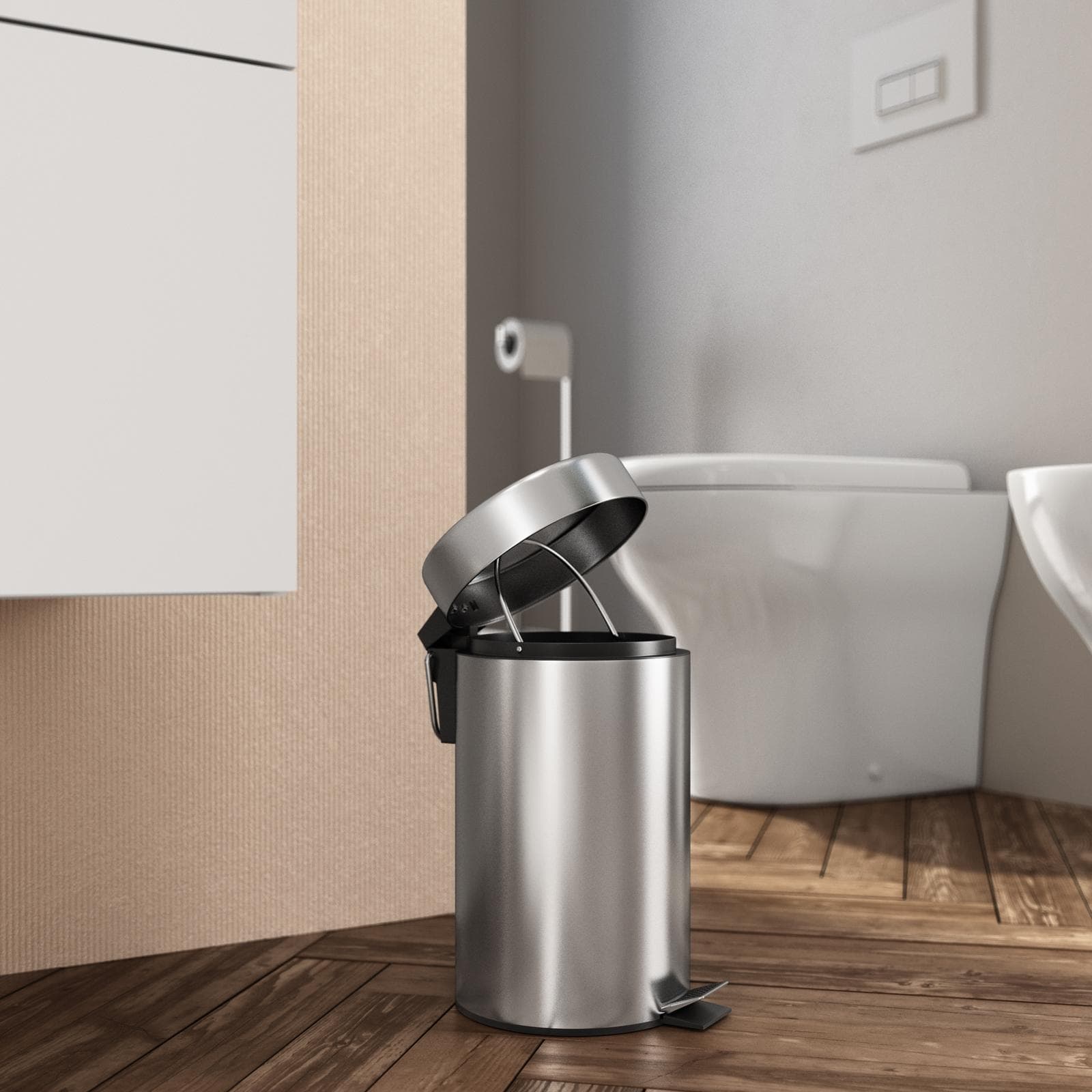 Cestino portarifiuti con pedale 3 litri in acciaio inox cromo - Seele