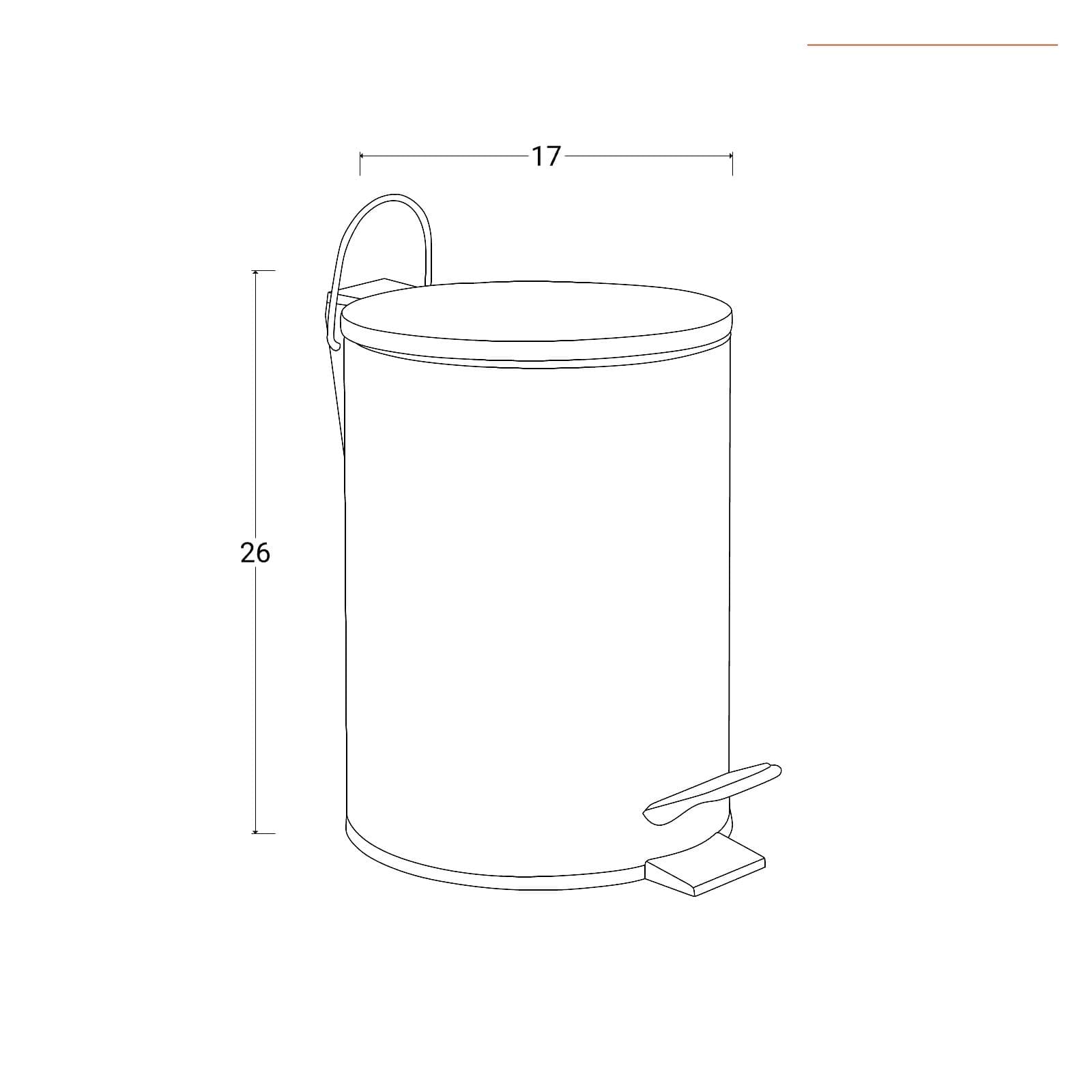 Cestino portarifiuti con pedale 3 litri in acciaio inox cromo - Seele