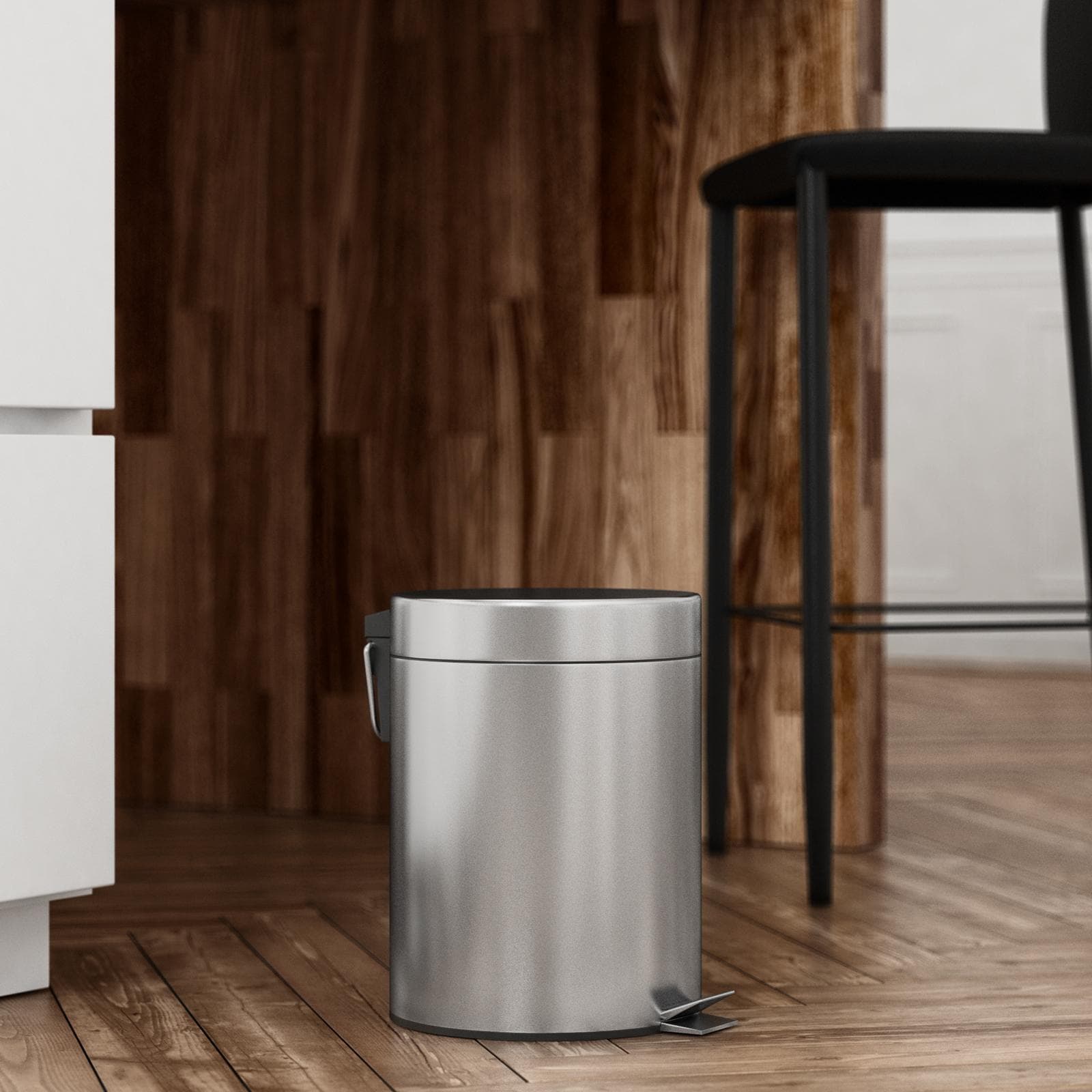 Cestino portarifiuti con pedale 5 litri in acciaio inox cromo - Seele