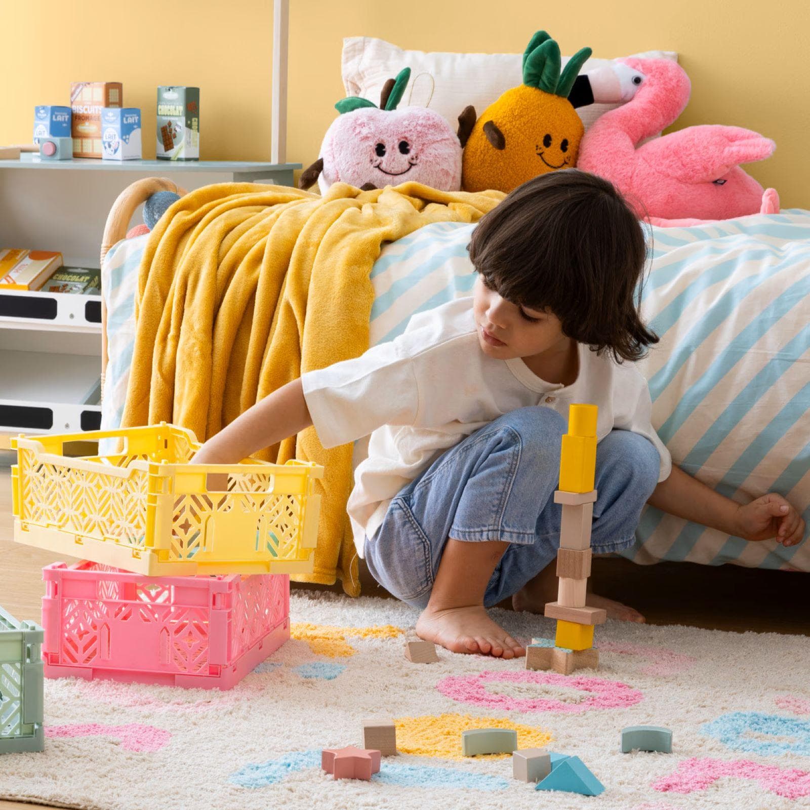 Cesto contenitore 40x15h cm pieghevole in polipropilene rosa - Kids