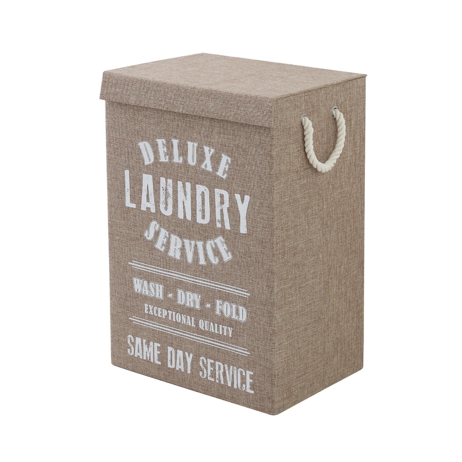 Portabiancheria 72 litri in tessuto beige con stampa