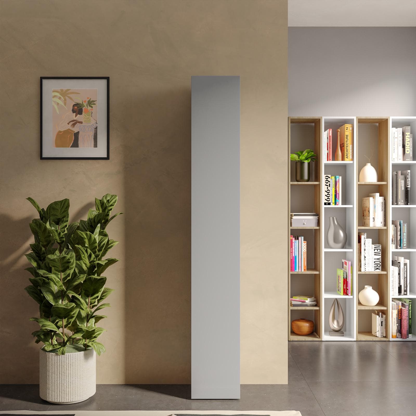Colonna multiuso 28x185h cm ardesia con anta reversibile - Clary
