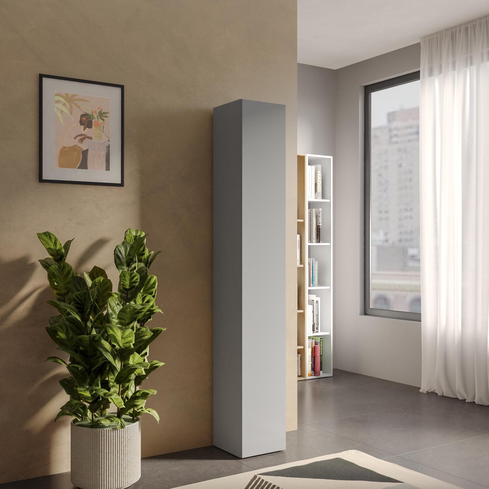 Colonna multiuso 28x185h cm ardesia con anta reversibile - Clary