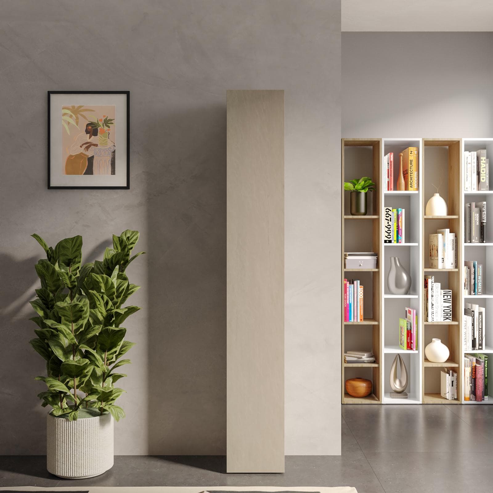 Colonna multiuso 28x185h cm argilla con anta reversibile - Clary