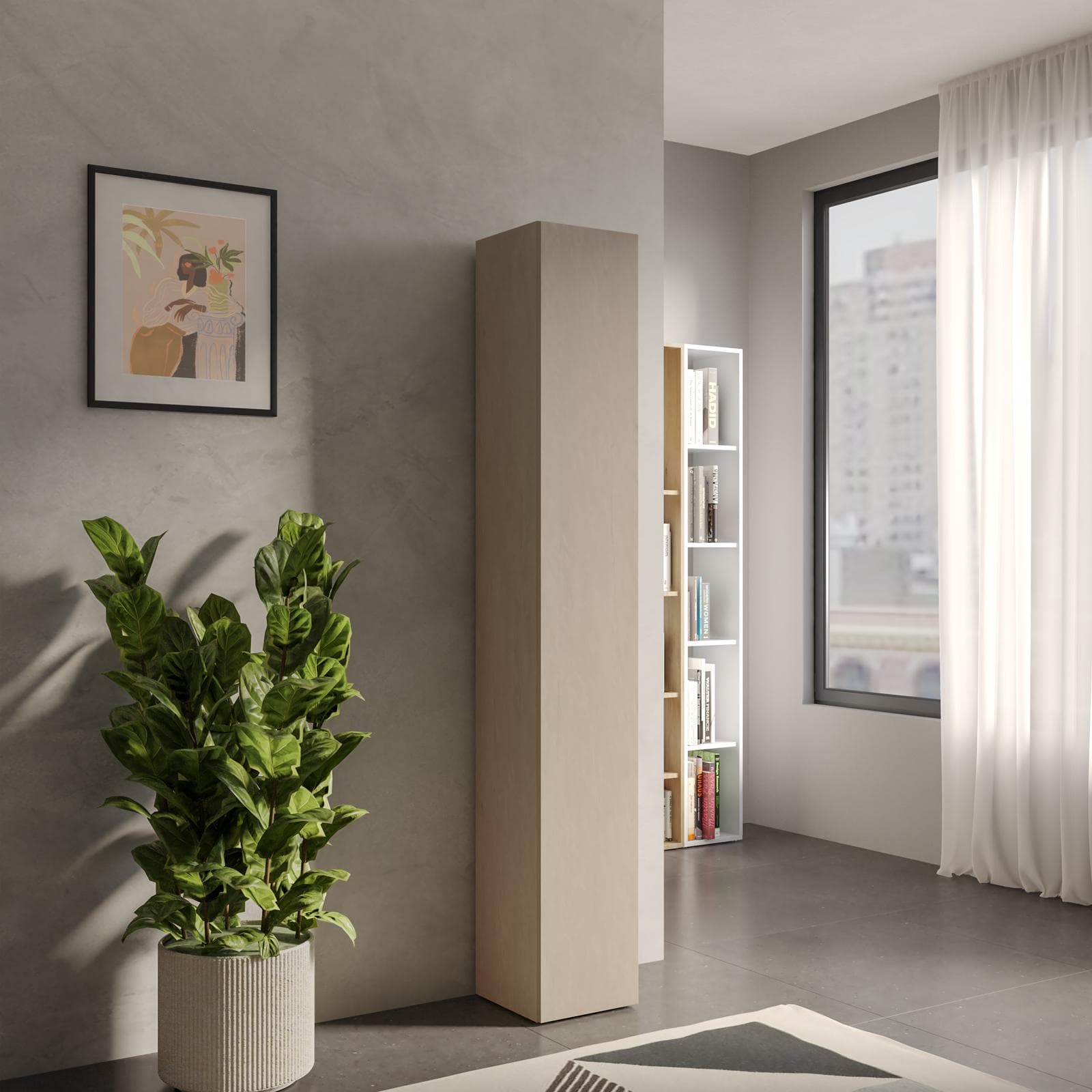 Colonna multiuso 28x185h cm argilla con anta reversibile - Clary