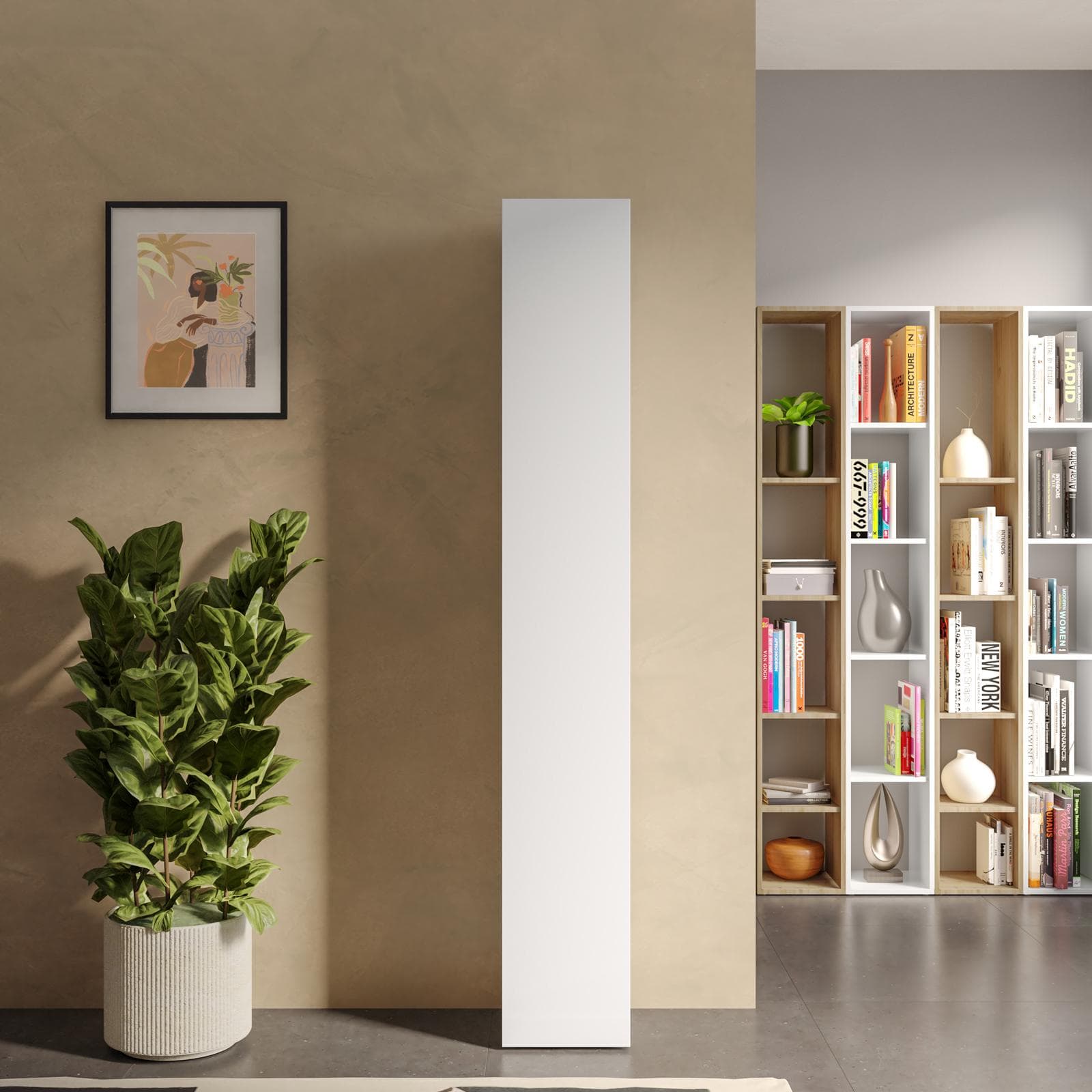 Colonna multiuso 28x185h cm bianco lucido con anta reversibile - Clary