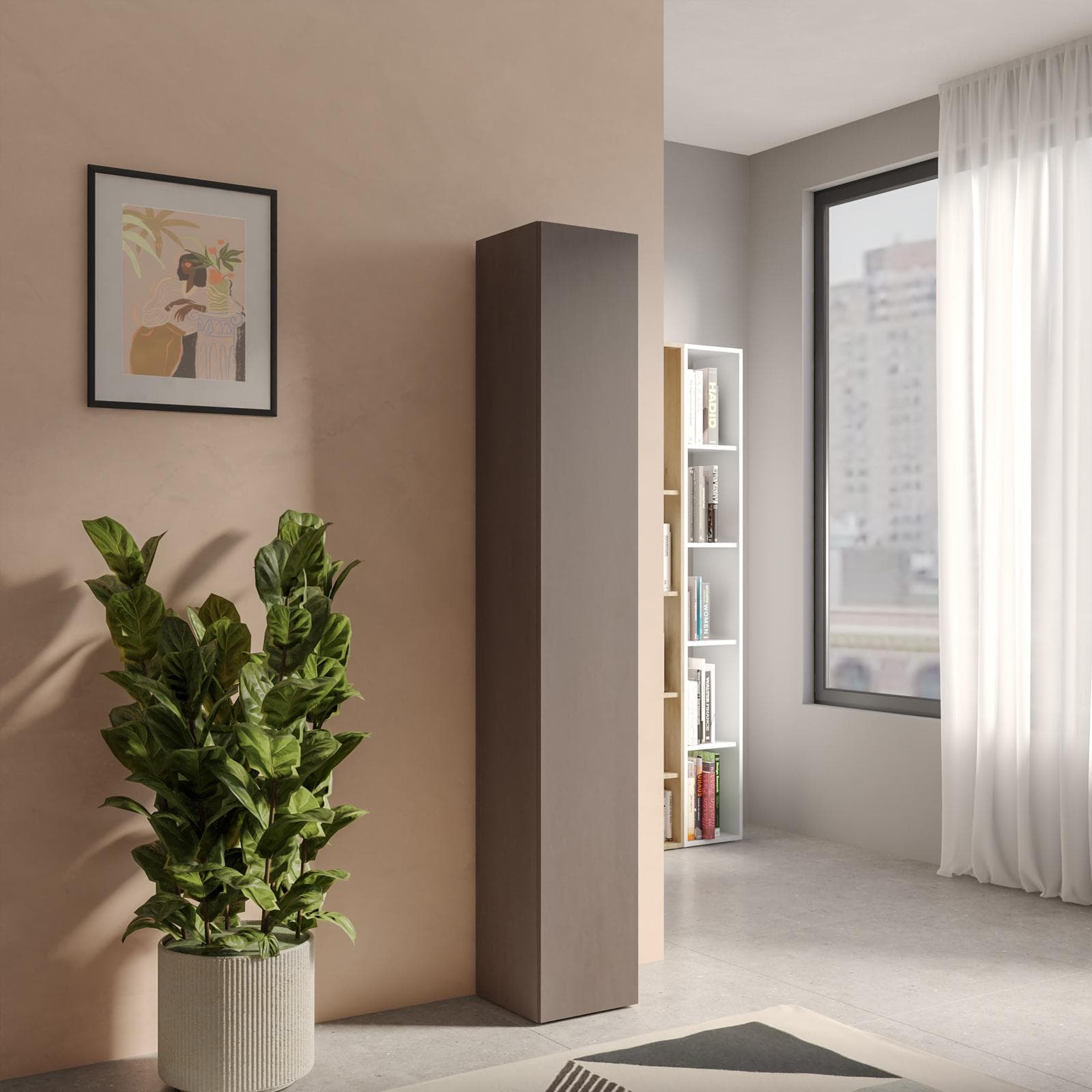 Colonna multiuso 28x185h cm bronzo con anta reversibile - Clary