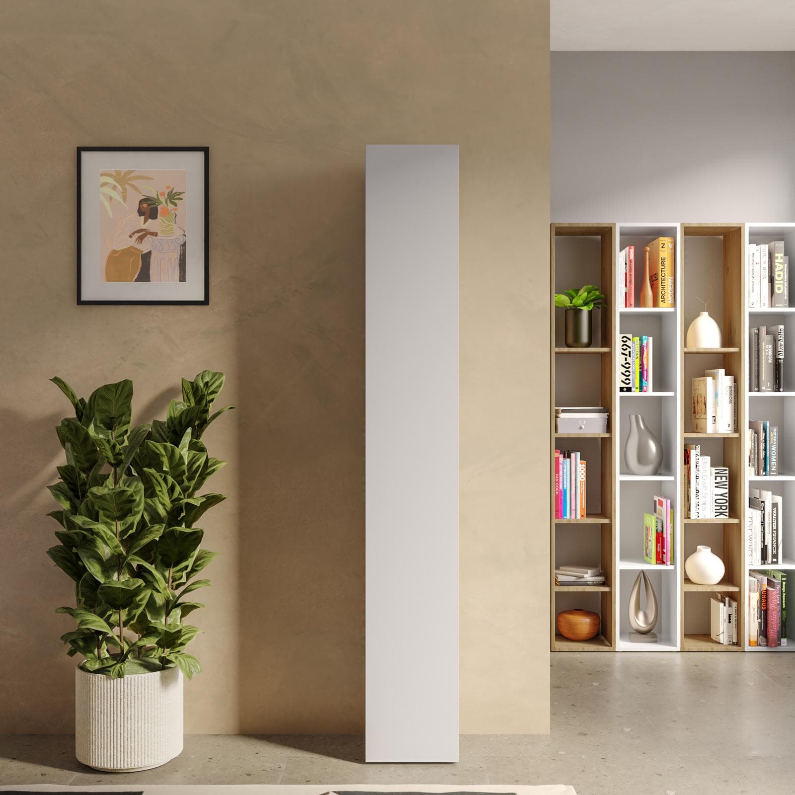 Colonna multiuso 28x185h cm gesso con anta reversibile - Clary