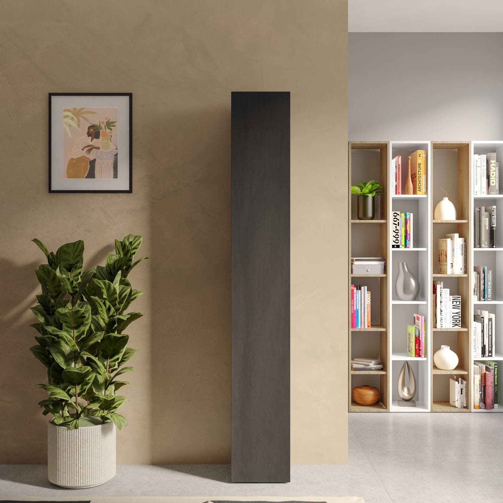 Colonna multiuso 28x185h cm lava con anta reversibile - Clary