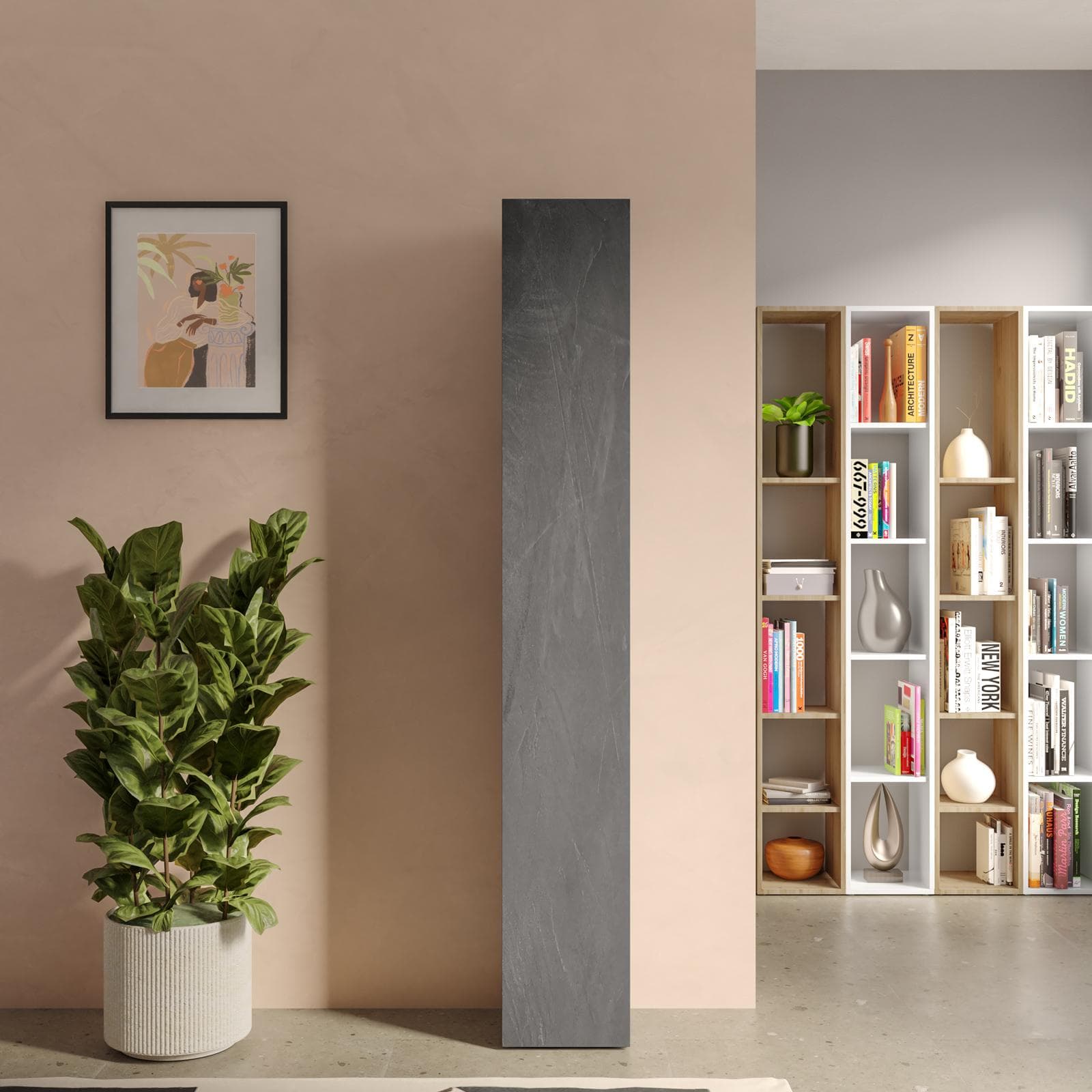 Colonna multiuso 28x185h cm piombo con anta reversibile - Clary