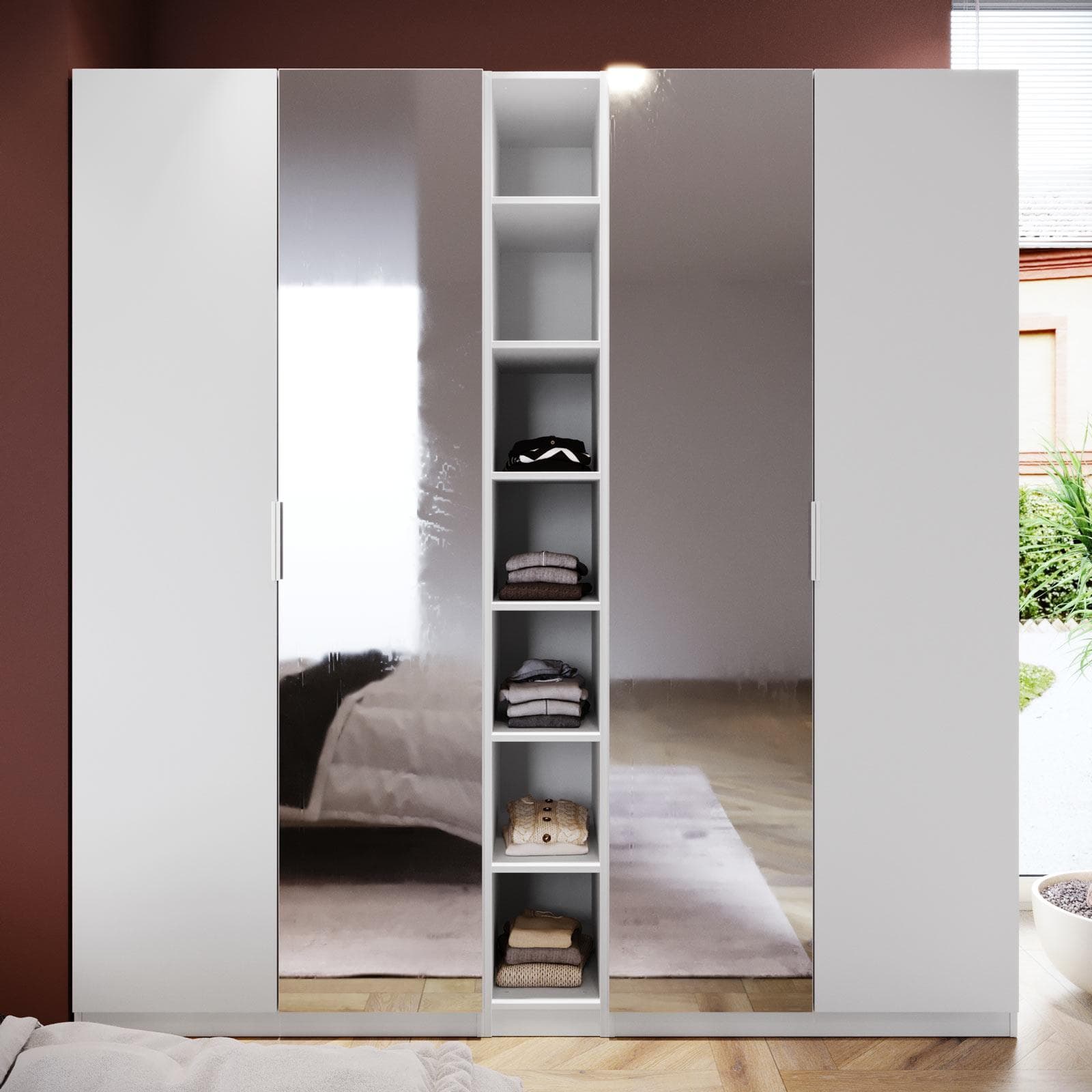 Colonna 30x236h cm bianco con 6 ripiani regolabili - Ventur