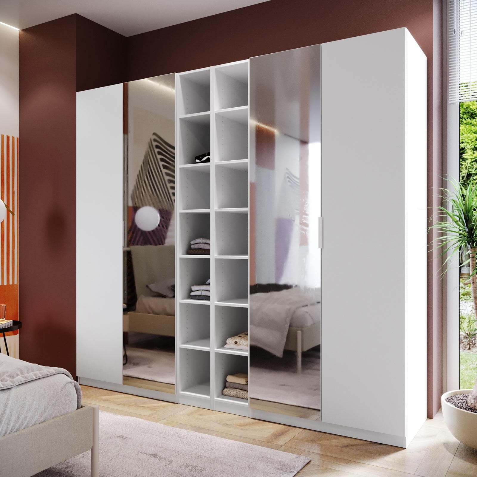 Colonna 30x236h cm bianco con 6 ripiani regolabili - Ventur