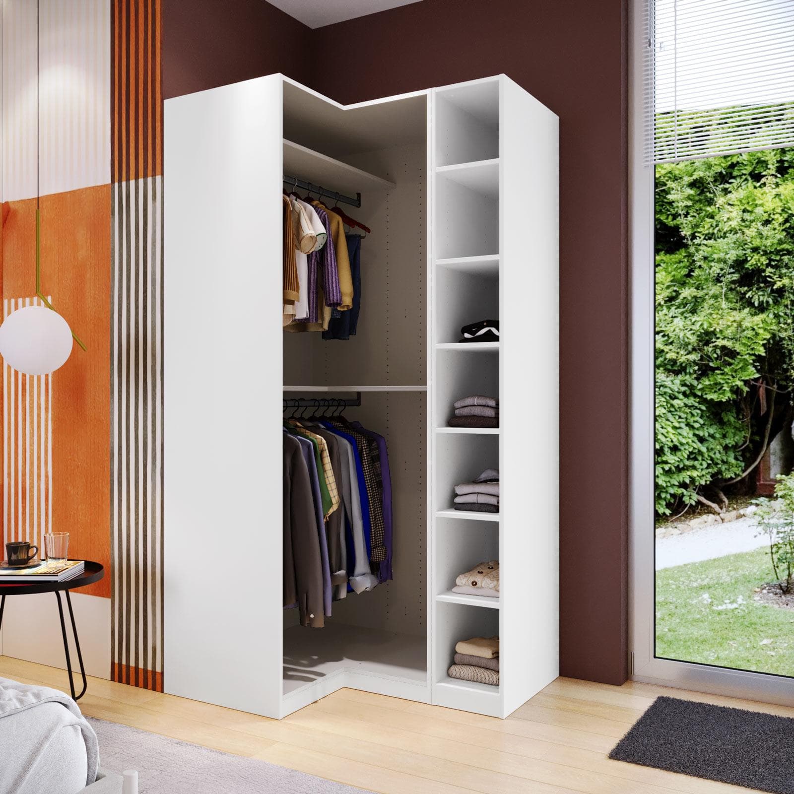 Colonna 30x236h cm bianco con 6 ripiani regolabili - Ventur