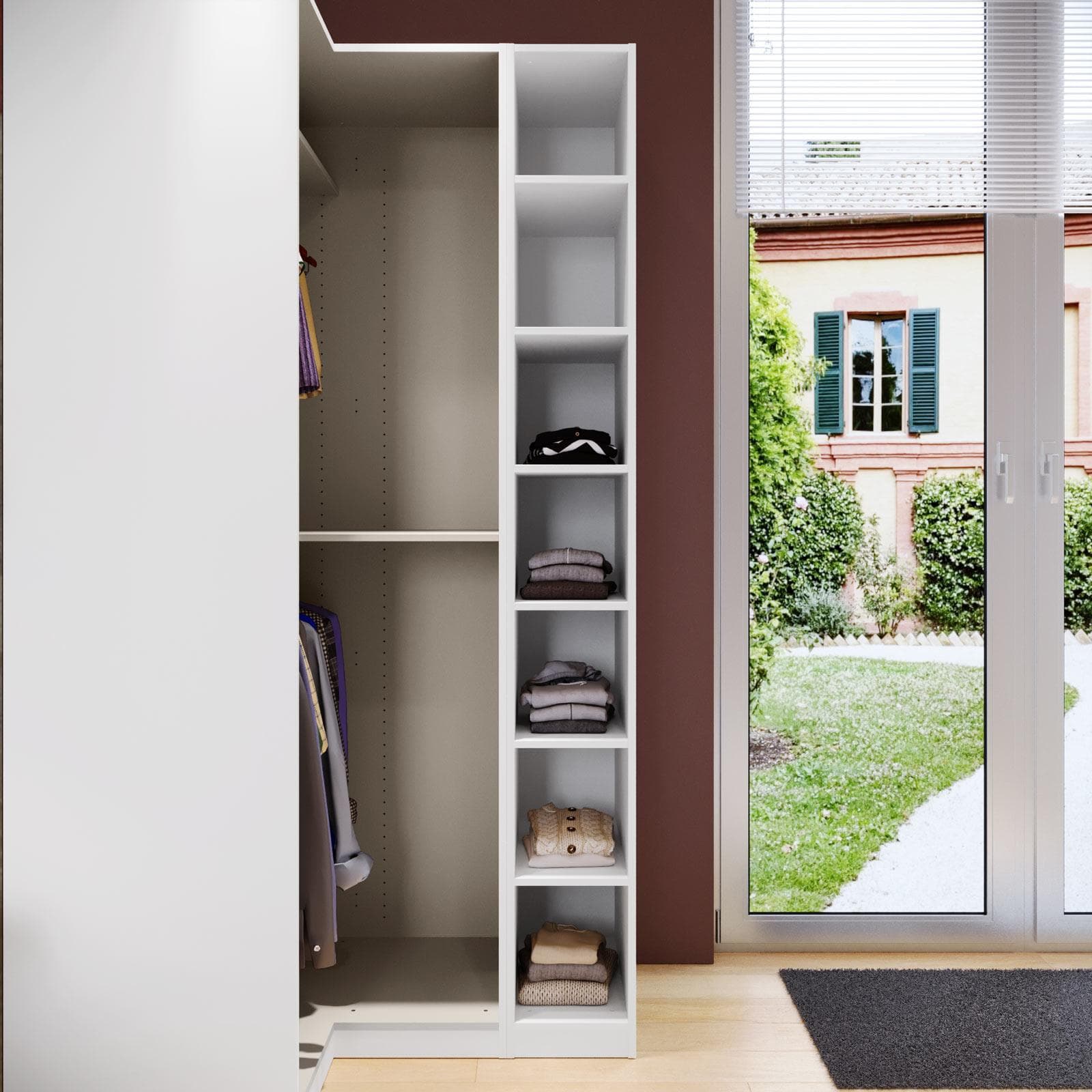Colonna 30x236h cm bianco con 6 ripiani regolabili - Ventur