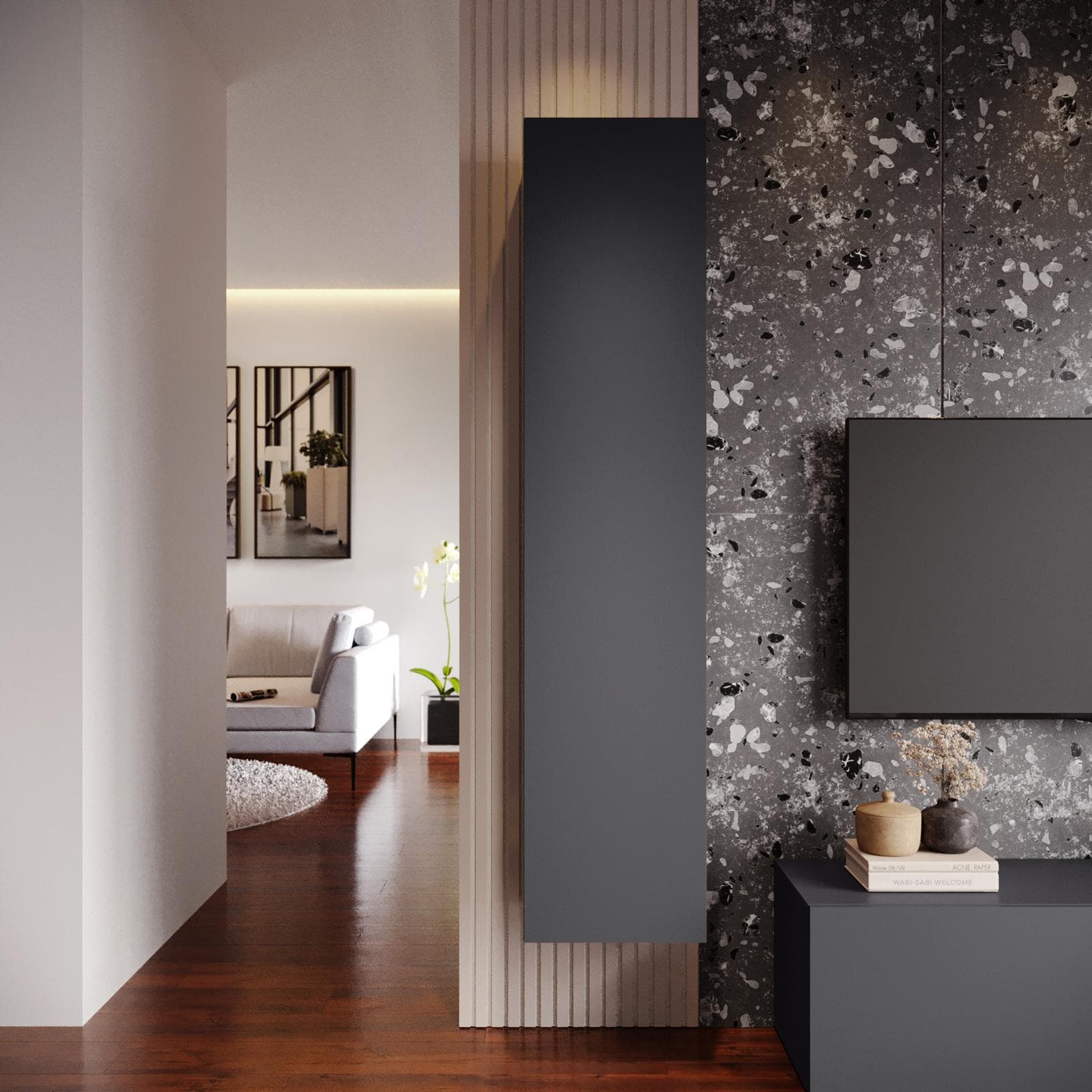 Colonna 40x180h sospesa e a terra con 1 anta antracite opaco - Kayros