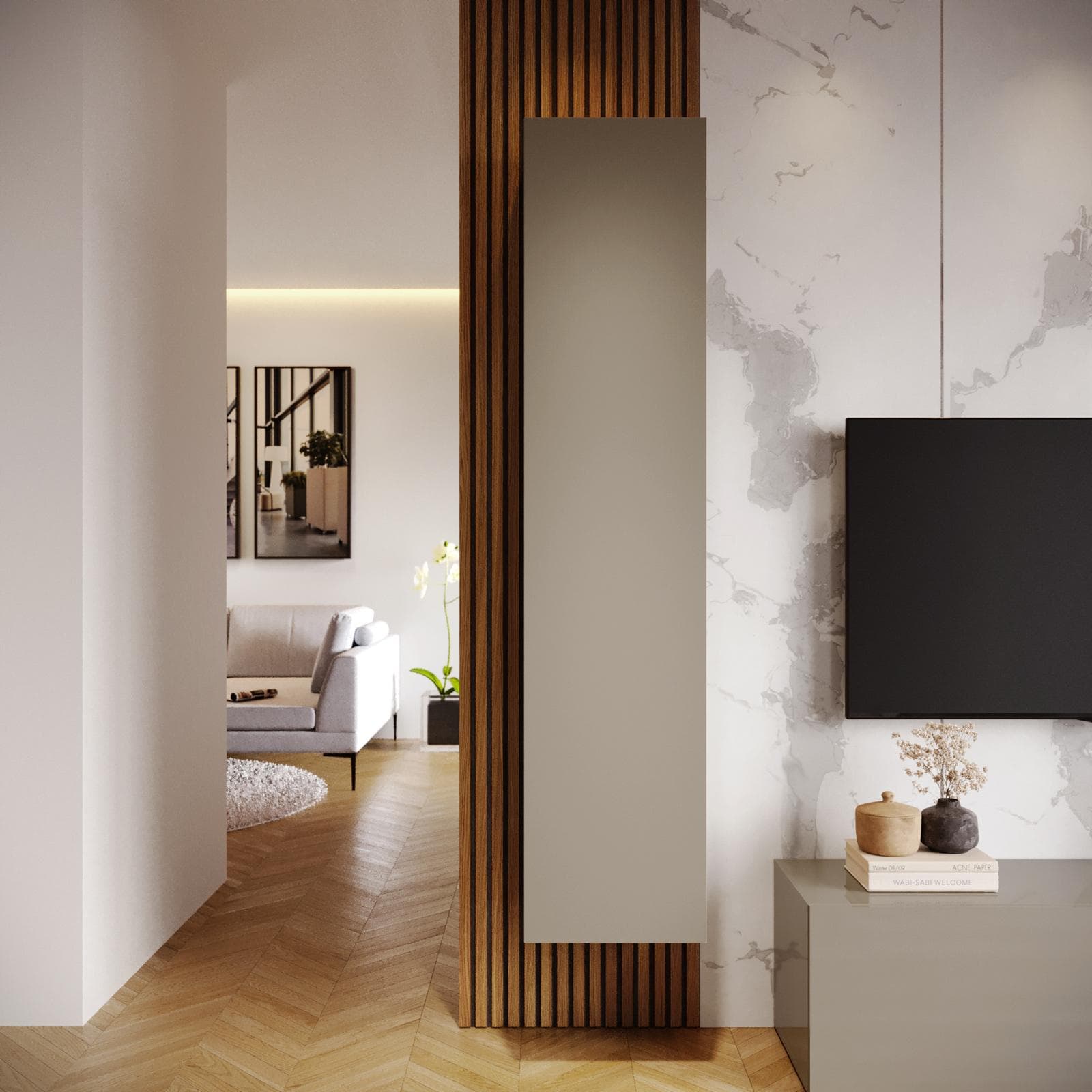 Colonna 40x180h sospesa e a terra con 1 anta tortora opaco - Kayros