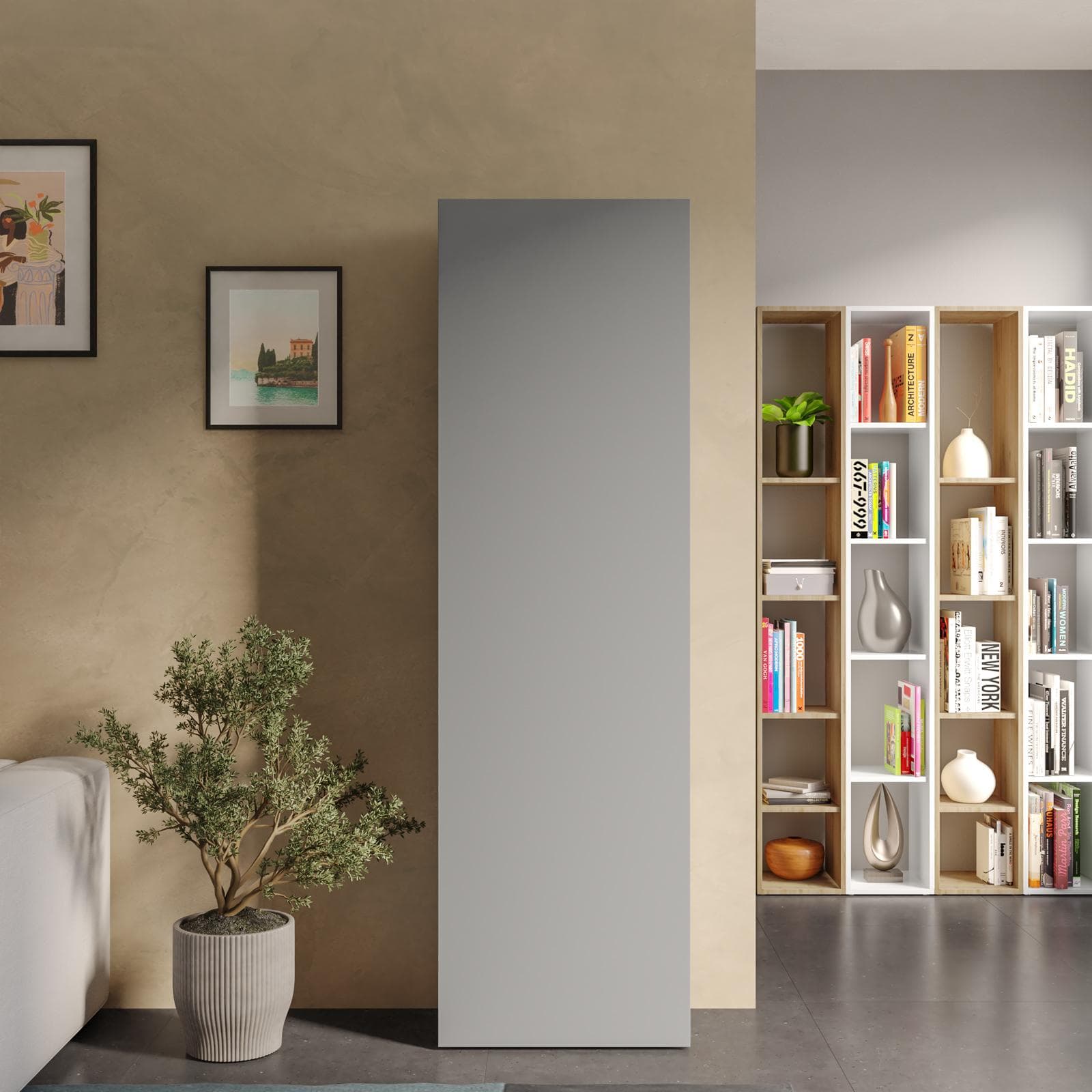Colonna multiuso 54x185h cm ardesia con anta reversibile - Clary