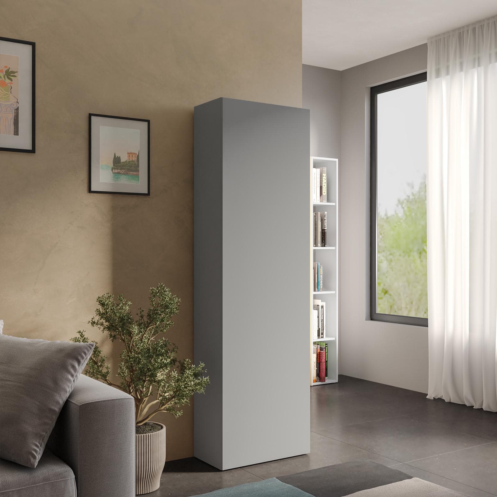 Colonna multiuso 54x185h cm ardesia con anta reversibile - Clary