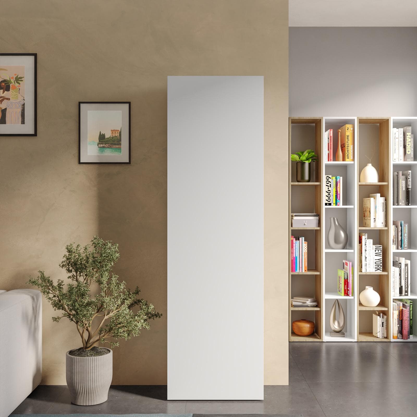 Colonna multiuso 54x185h cm bianco lucido con anta reversibile - Clary