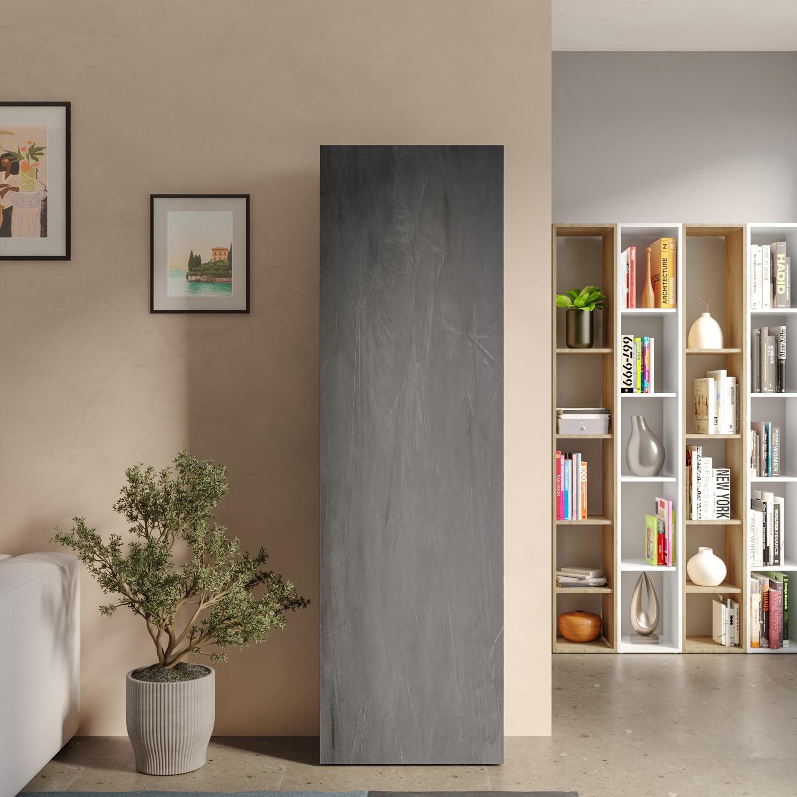 Colonna multiuso 54x185h cm piombo con anta reversibile - Clary